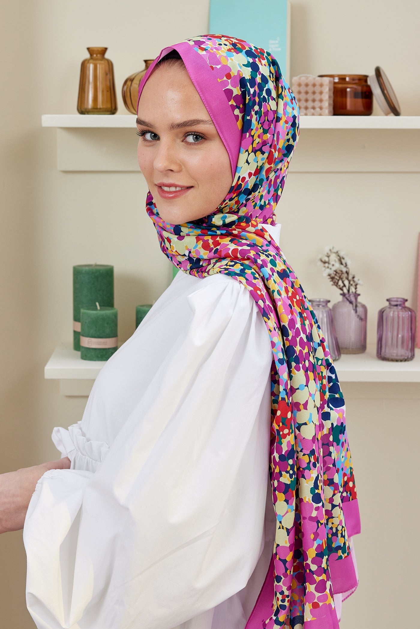 Pro Line Lavin Desen Şal - Pembe - Lacivert