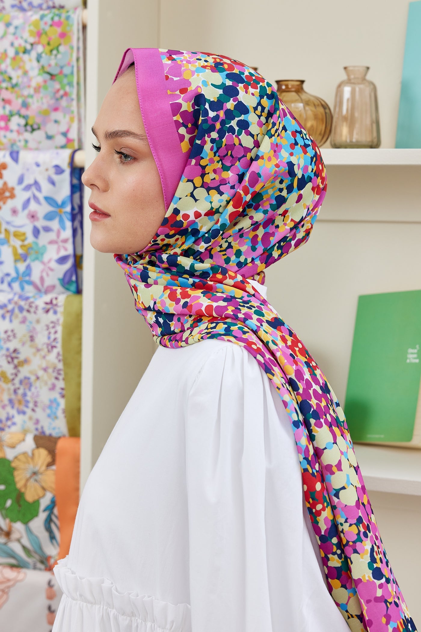 Pro Line Lavin Desen Şal - Pembe - Lacivert