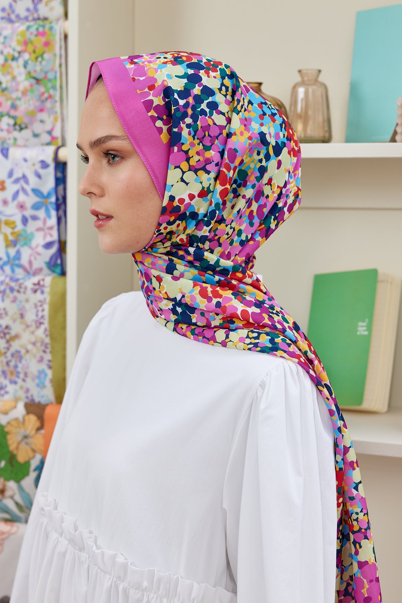 Pro Line Lavin Desen Şal - Pembe - Lacivert