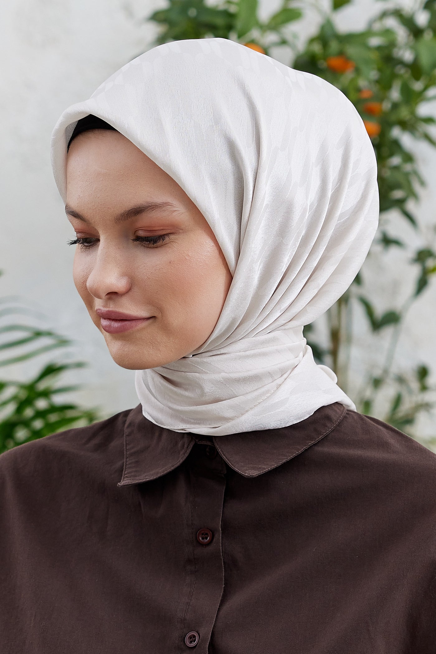 Jakar Janjan Zincir Desen Eşarp - Taş