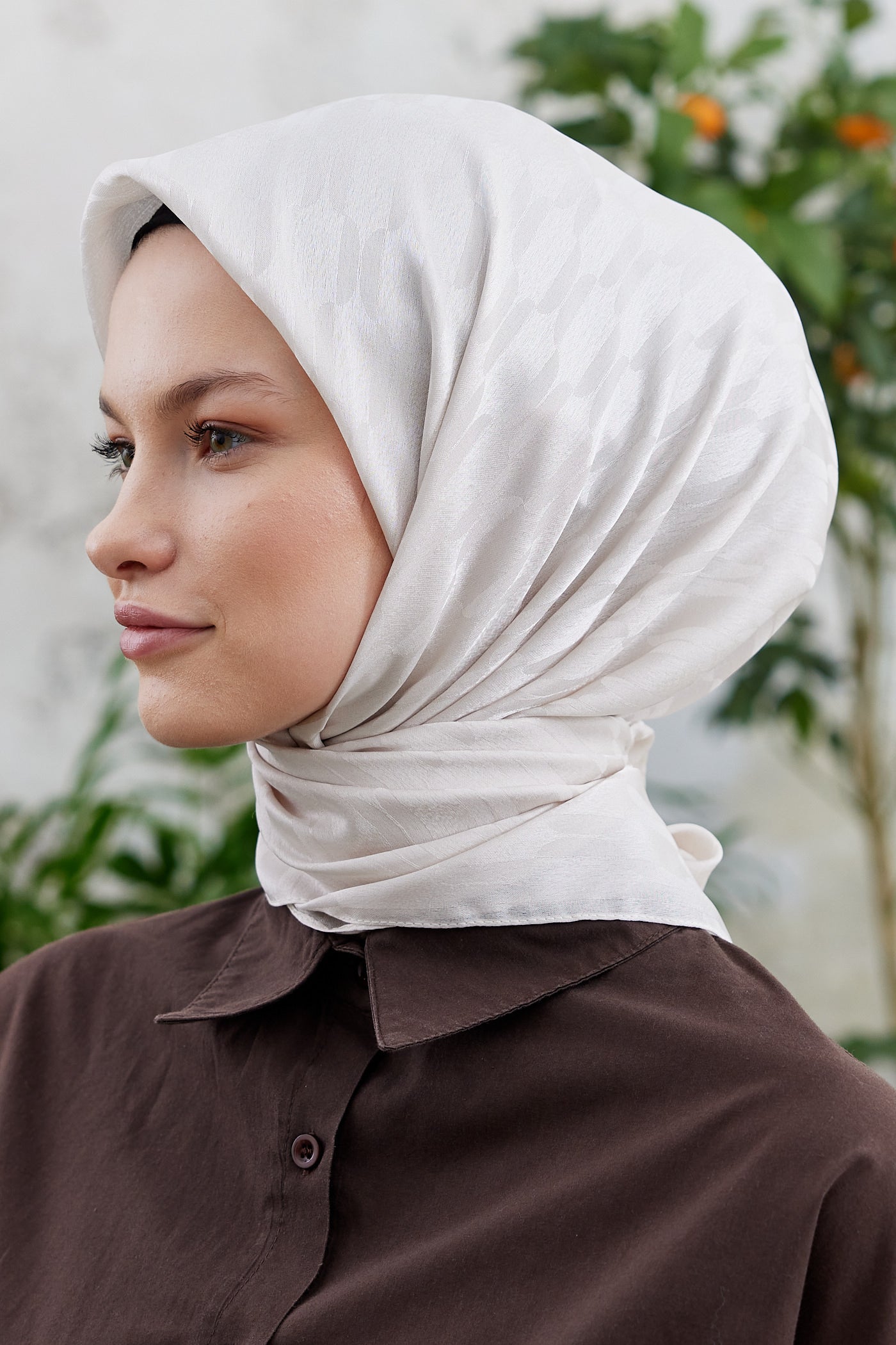 Jakar Janjan Zincir Desen Eşarp - Taş