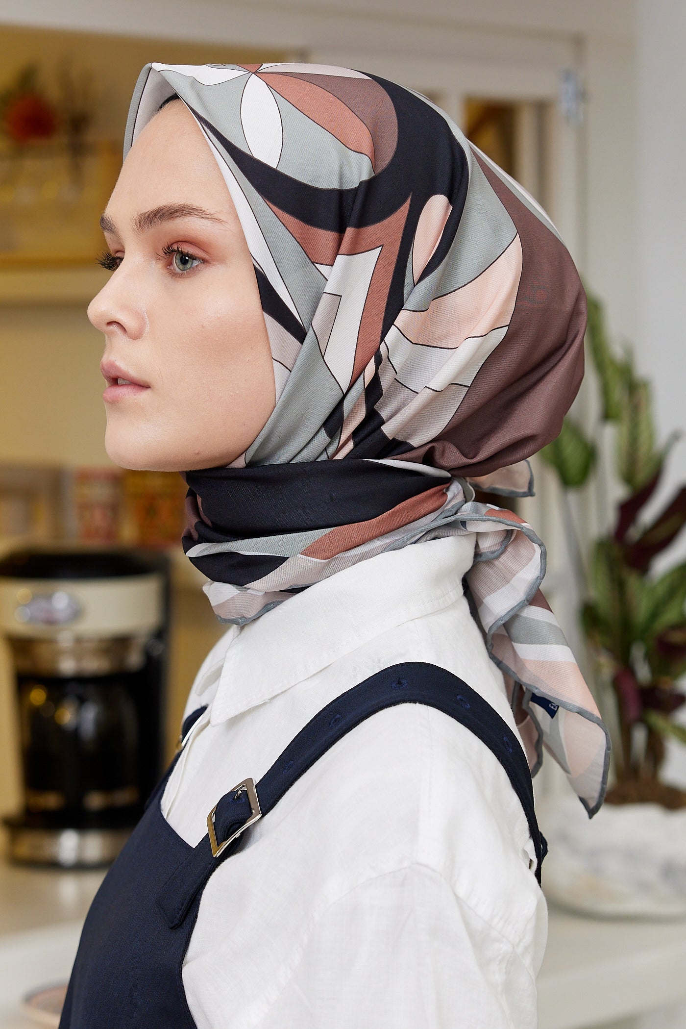 Pro Line Melinda Desen Eşarp - Gri - Kahve