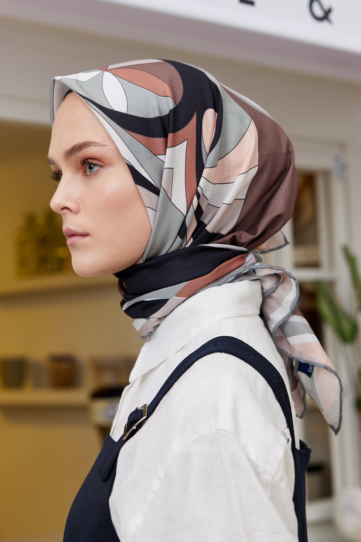 Pro Line Melinda Desen Eşarp - Gri - Kahve