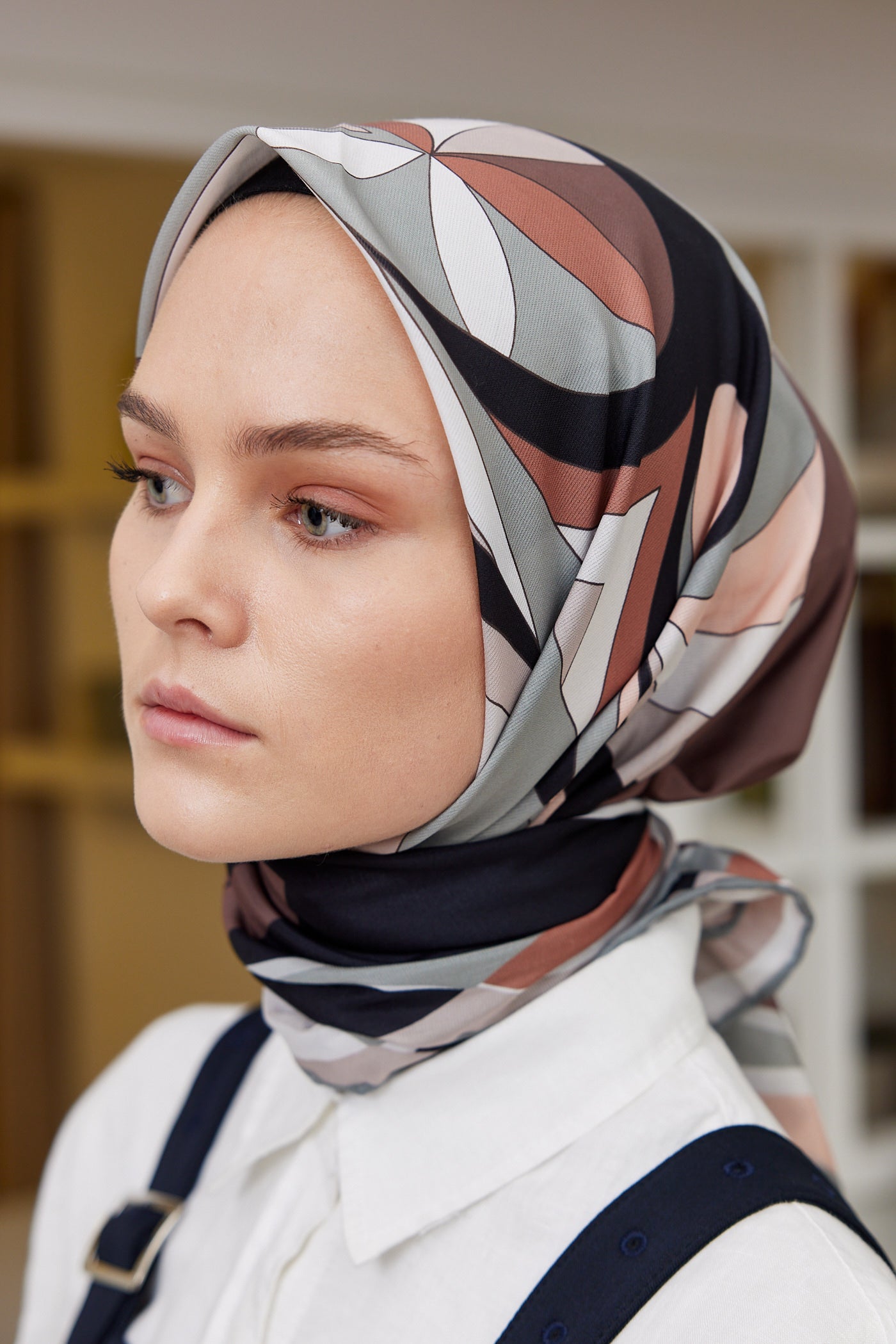 Pro Line Melinda Desen Eşarp - Gri - Kahve