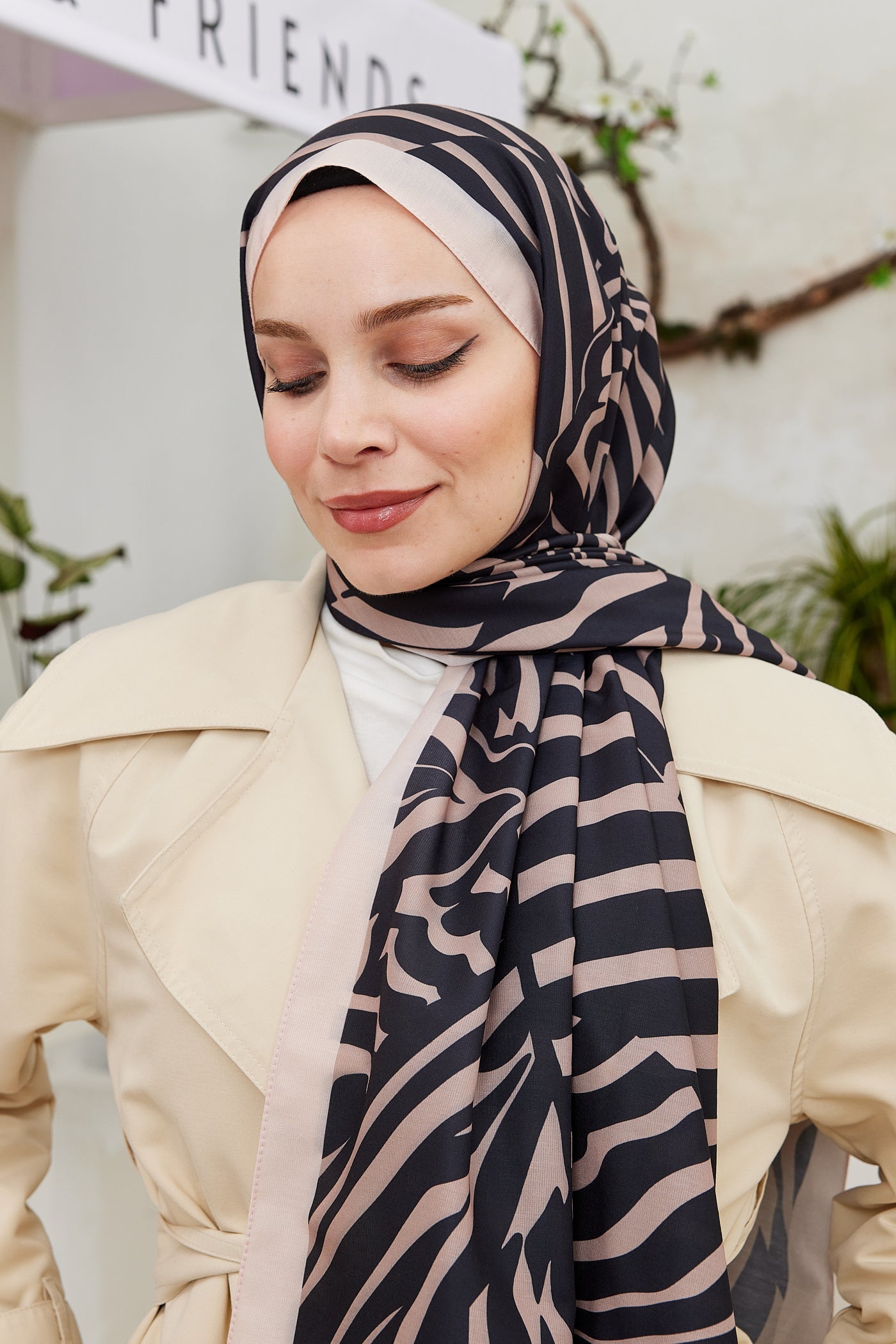 Pro Line Zebra Desen Şal - Siyah - Kahve