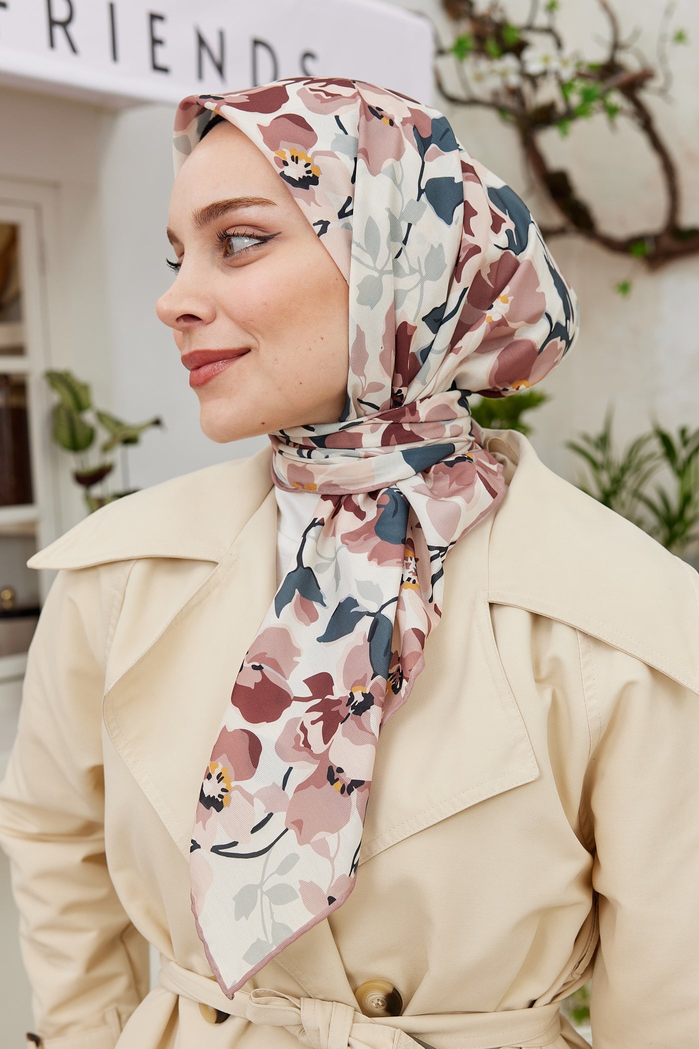 Pro Line Grace Desen Eşarp - Gül Kurusu - Krem