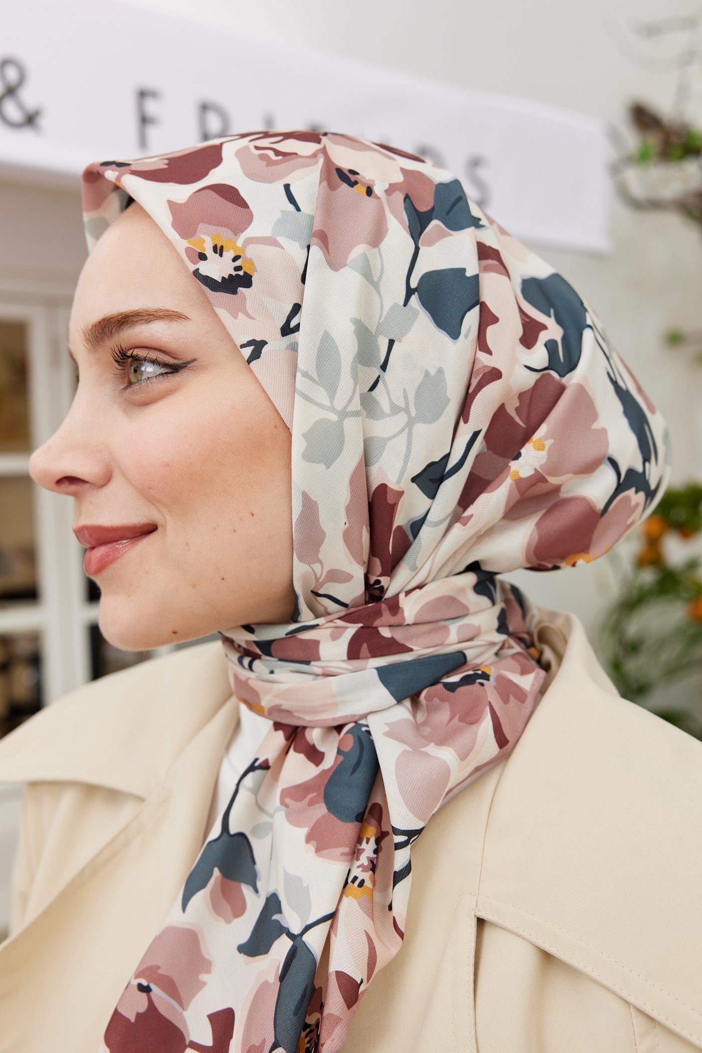 Pro Line Grace Desen Eşarp - Gül Kurusu - Krem