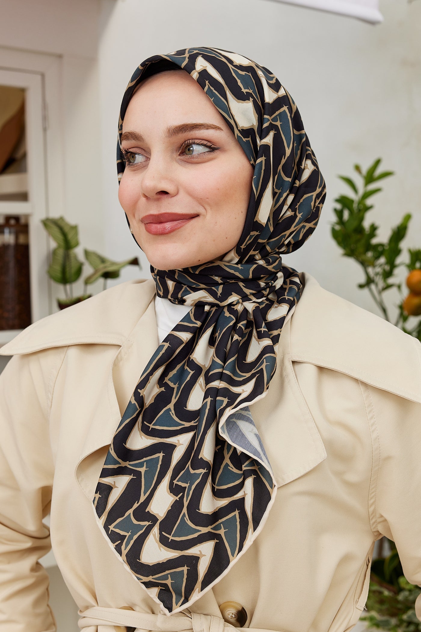 Pro Line Vera Desen Eşarp - Bej - Antrasit