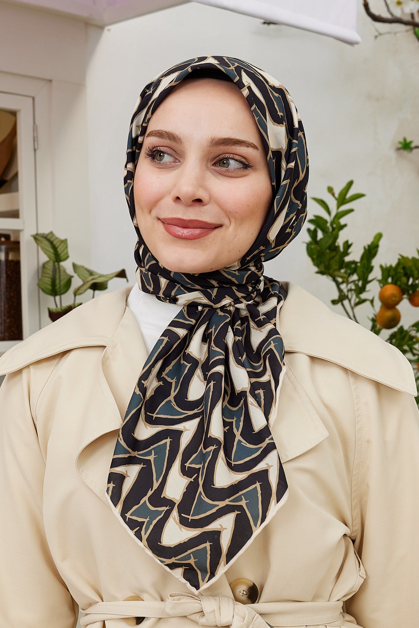 Pro Line Vera Desen Eşarp - Bej - Antrasit