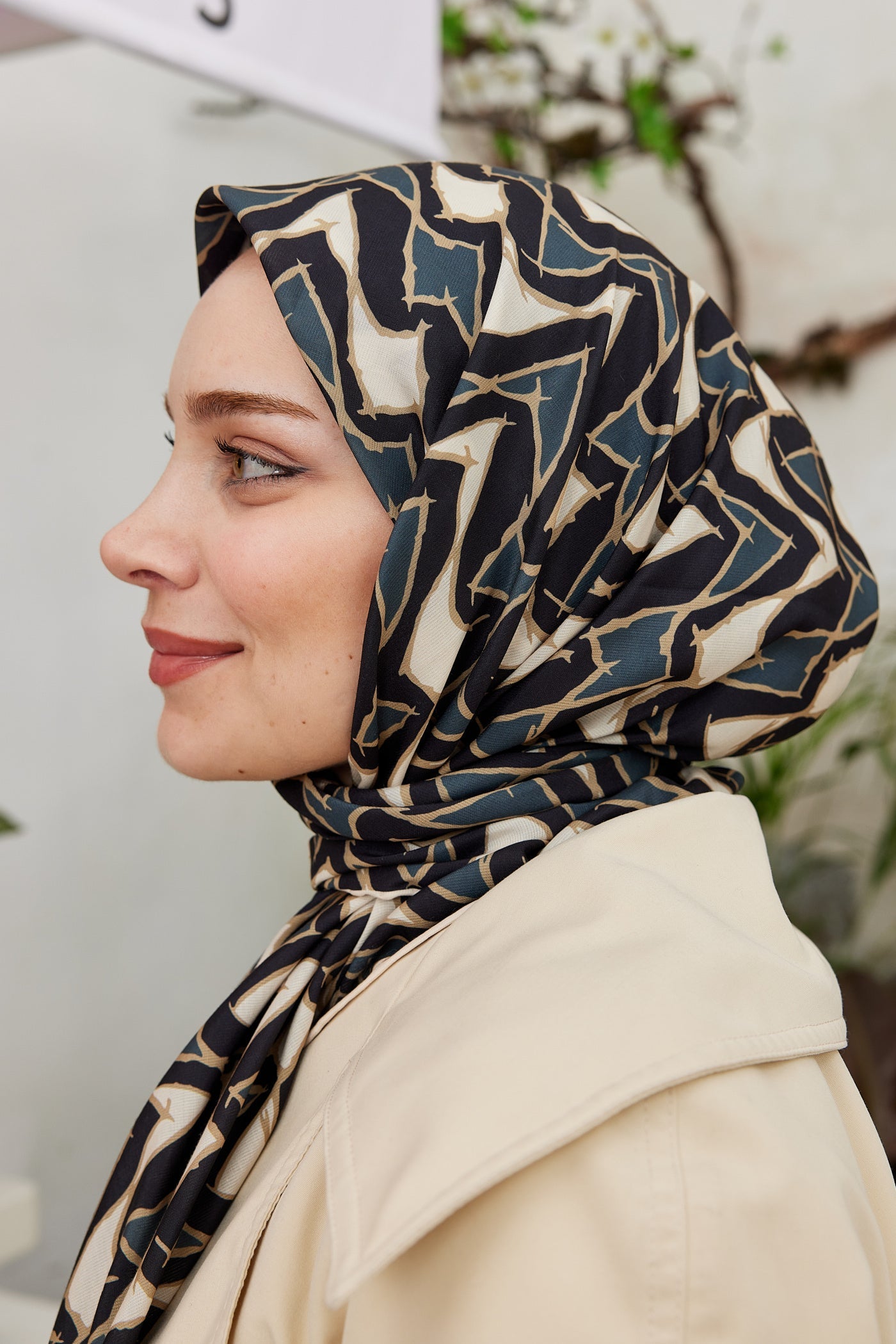 Pro Line Vera Desen Eşarp - Bej - Antrasit