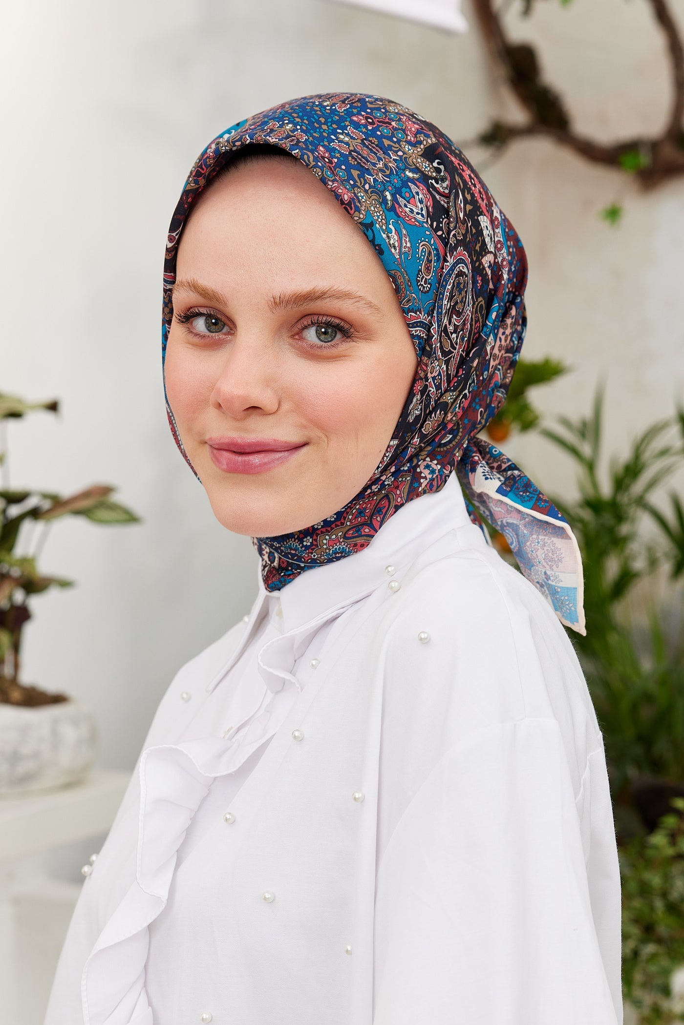 Pro Line Etnic Desen Eşarp - Bordo - Lacivert