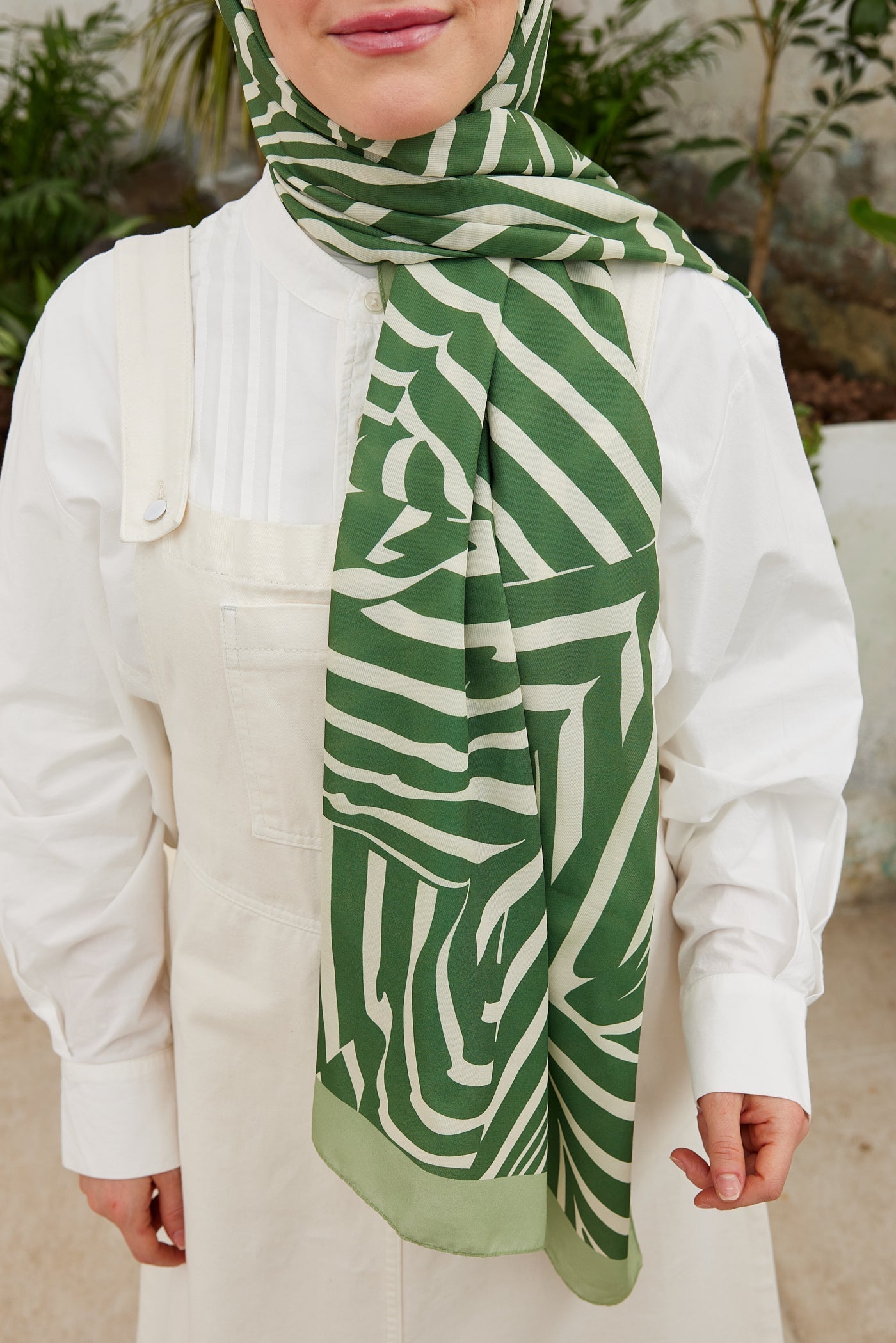 Pro Line Zebra Desen Şal - Yeşil - Bej