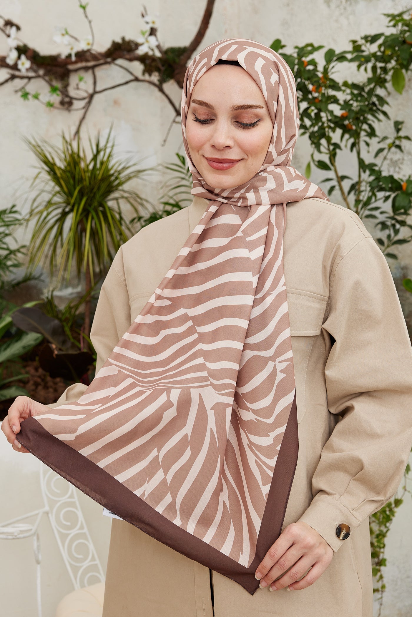 Pro Line Zebra Desen Şal - Vizon - Bej