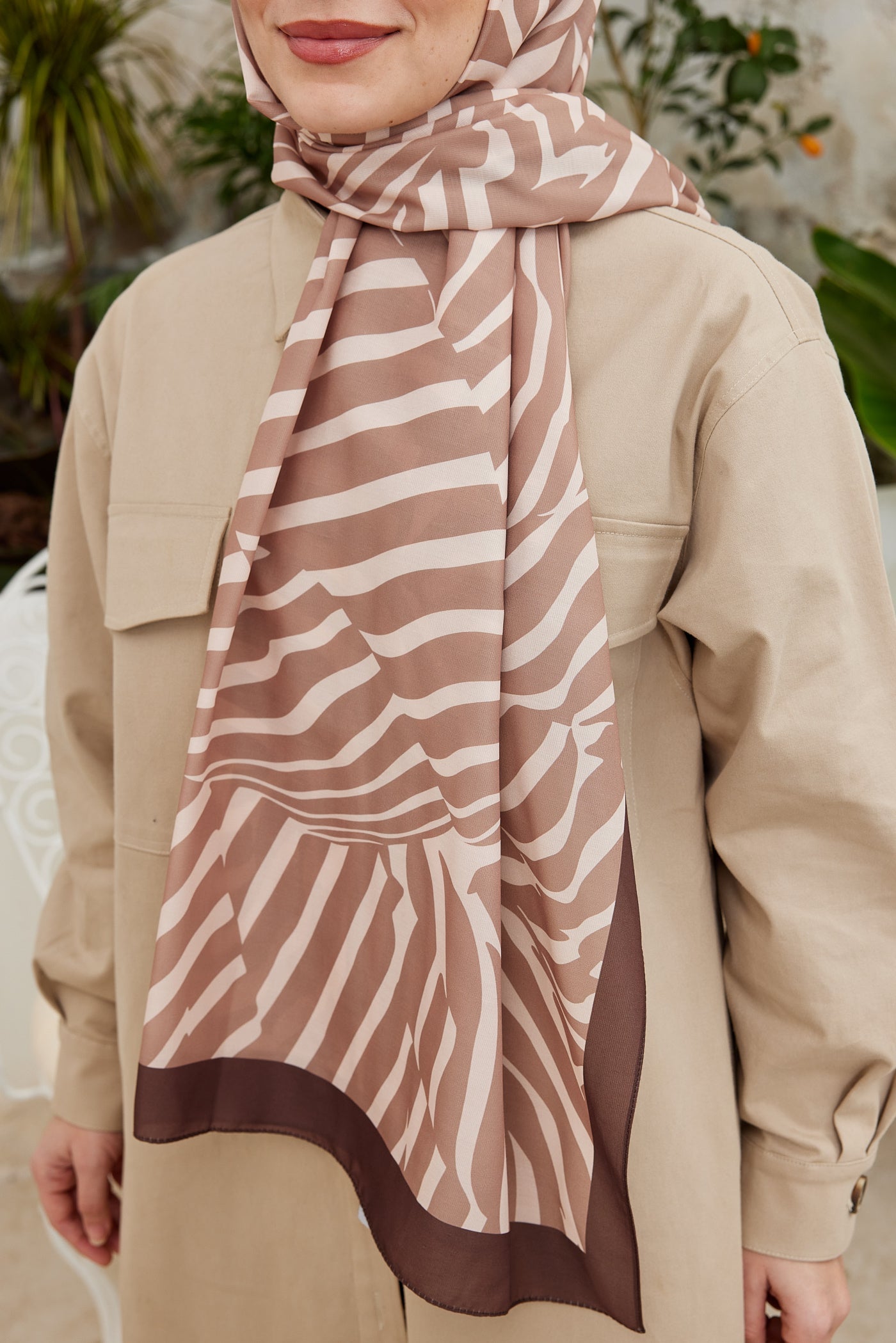 Pro Line Zebra Desen Şal - Vizon - Bej