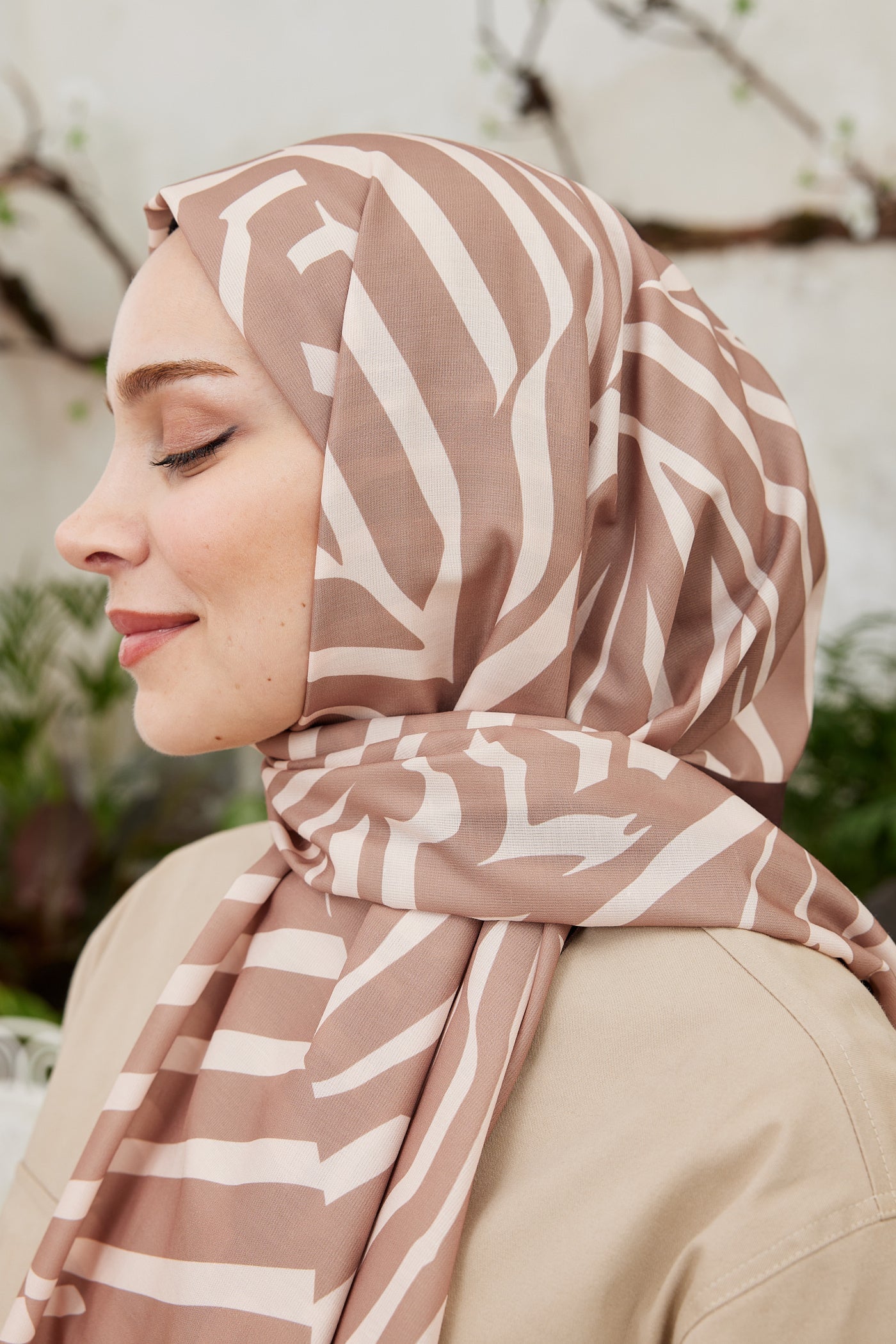 Pro Line Zebra Desen Şal - Vizon - Bej