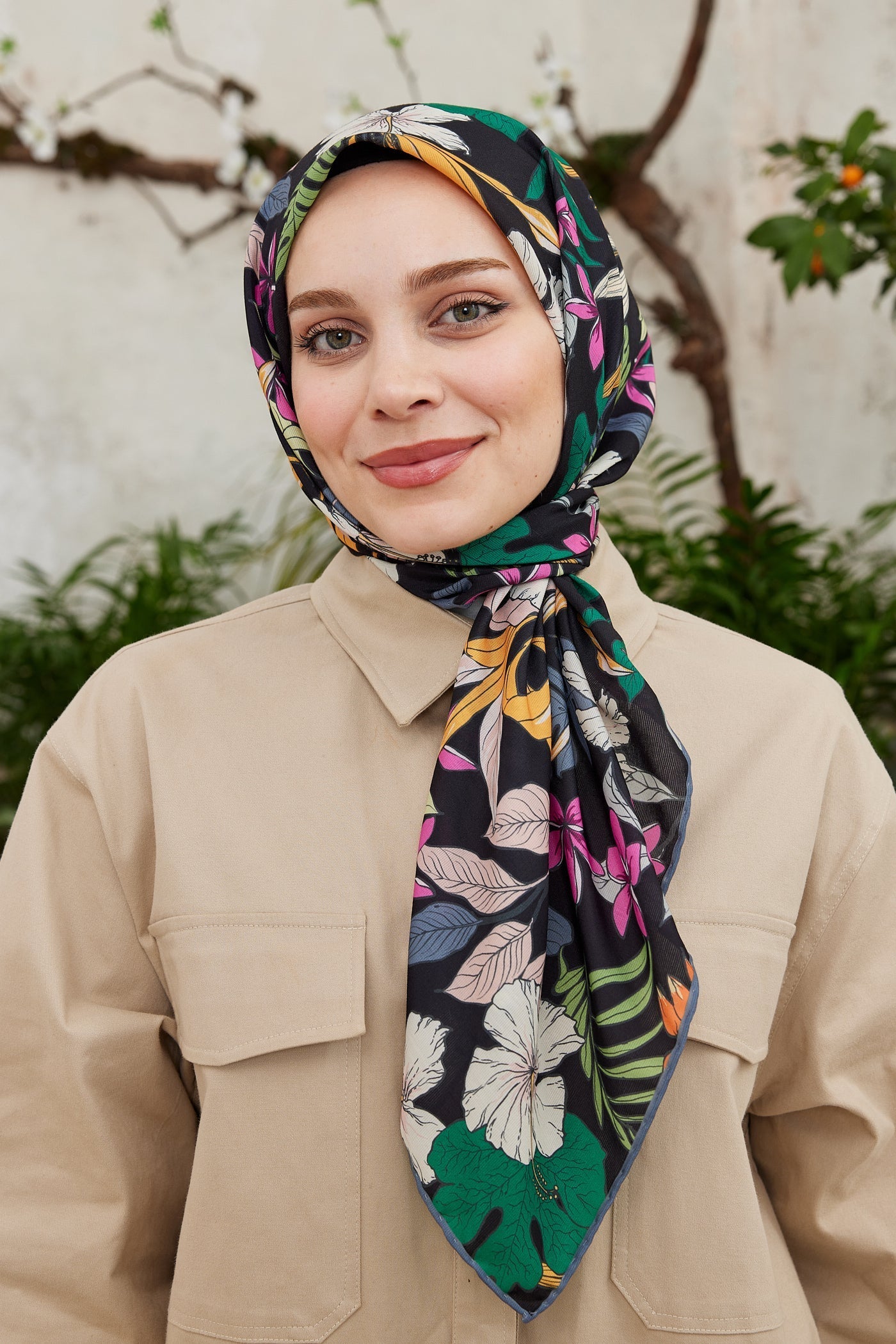 Pro Line Viola Desen Eşarp - Koyu Yeşil