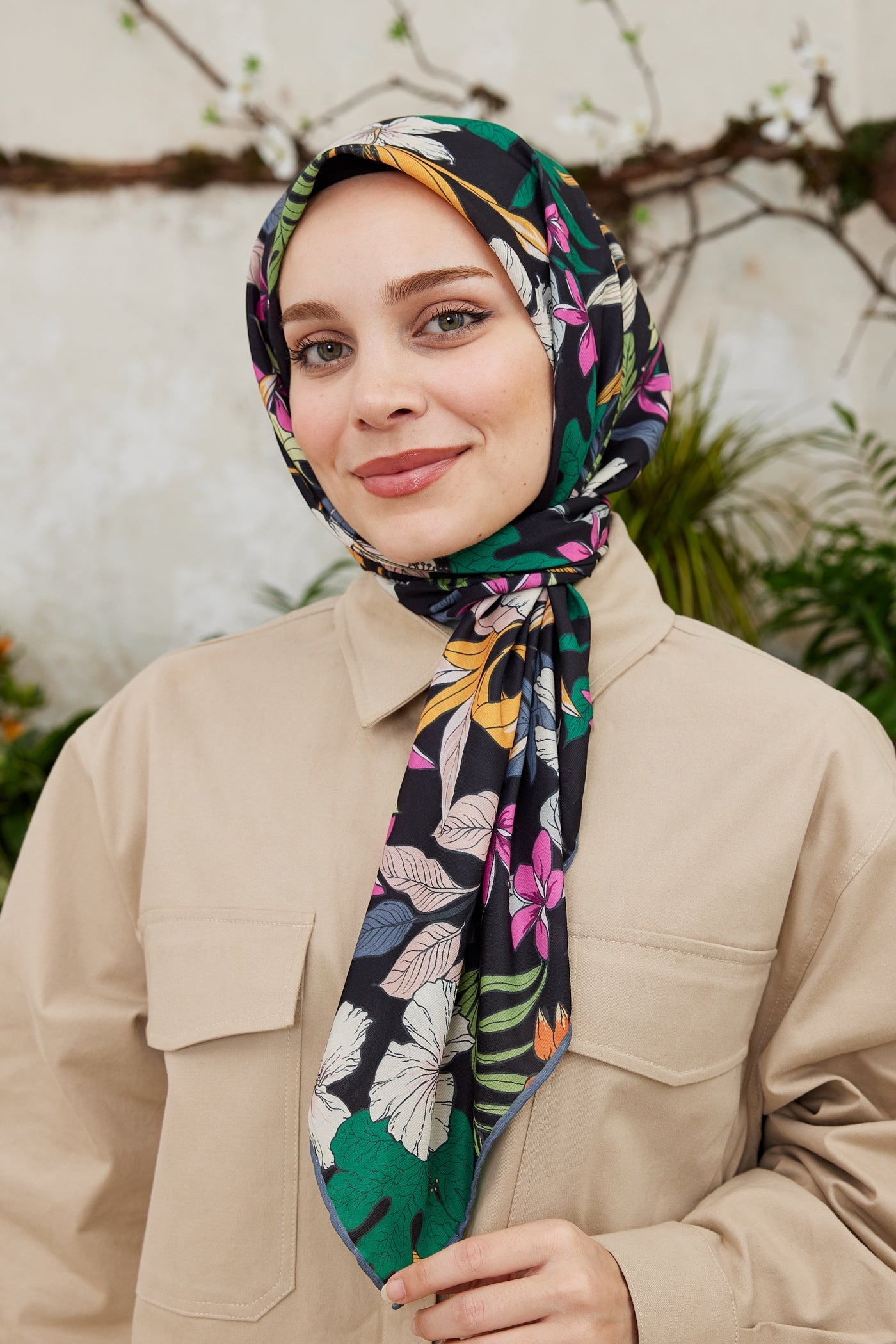 Pro Line Viola Desen Eşarp - Koyu Yeşil