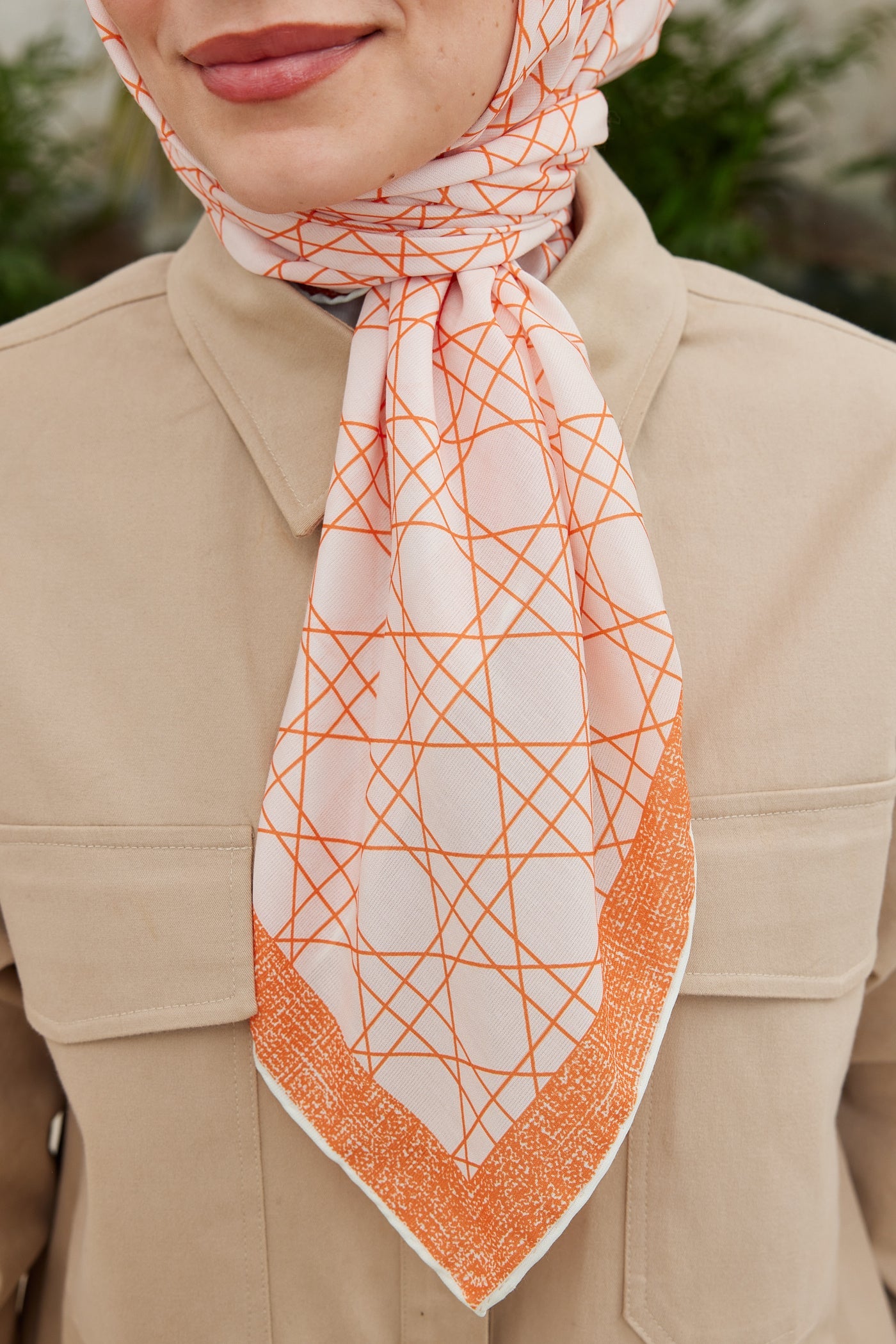 Pro Line Geometric Desen Eşarp - Turuncu