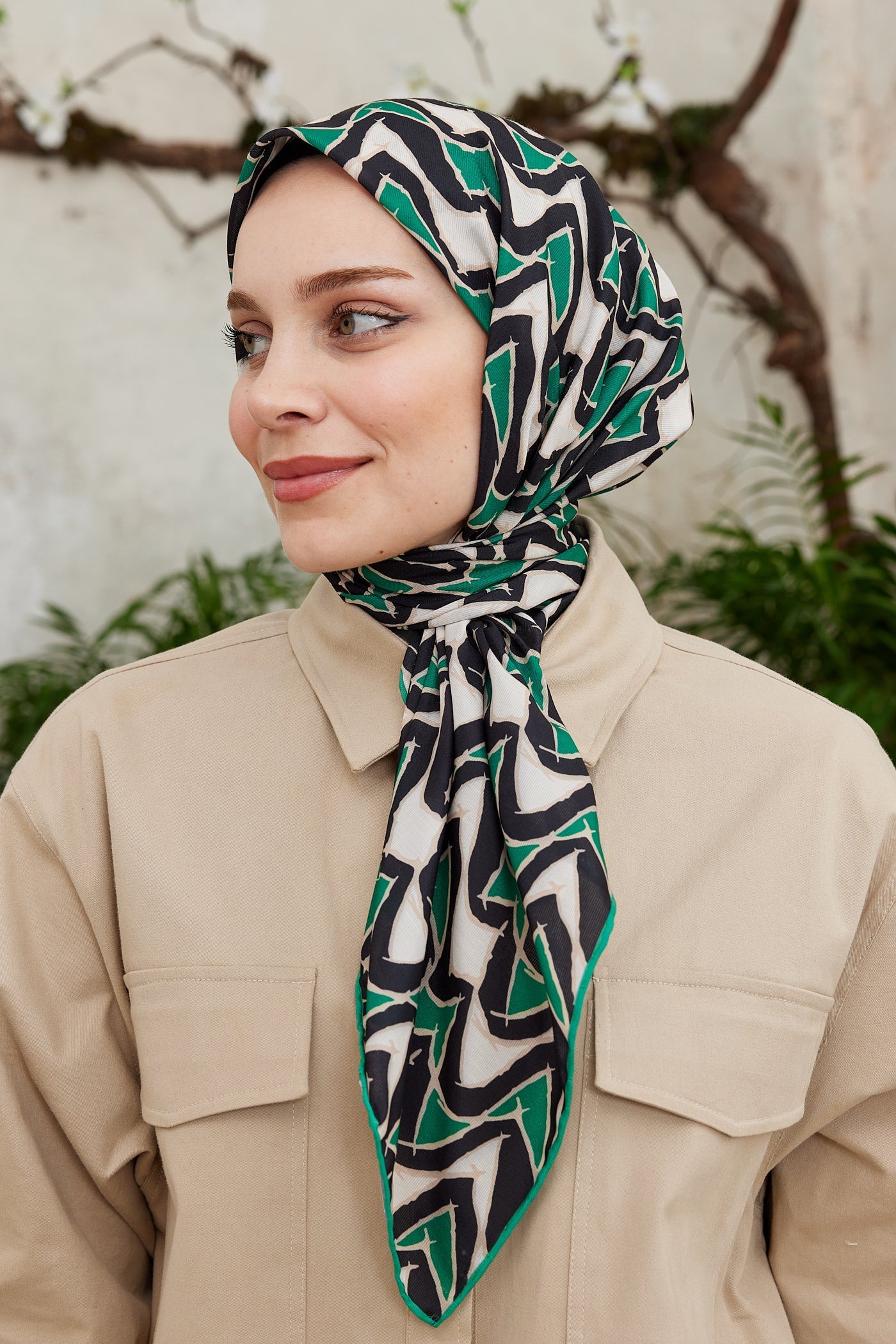 Pro Line Vera Desen Eşarp - Yeşil - Siyah