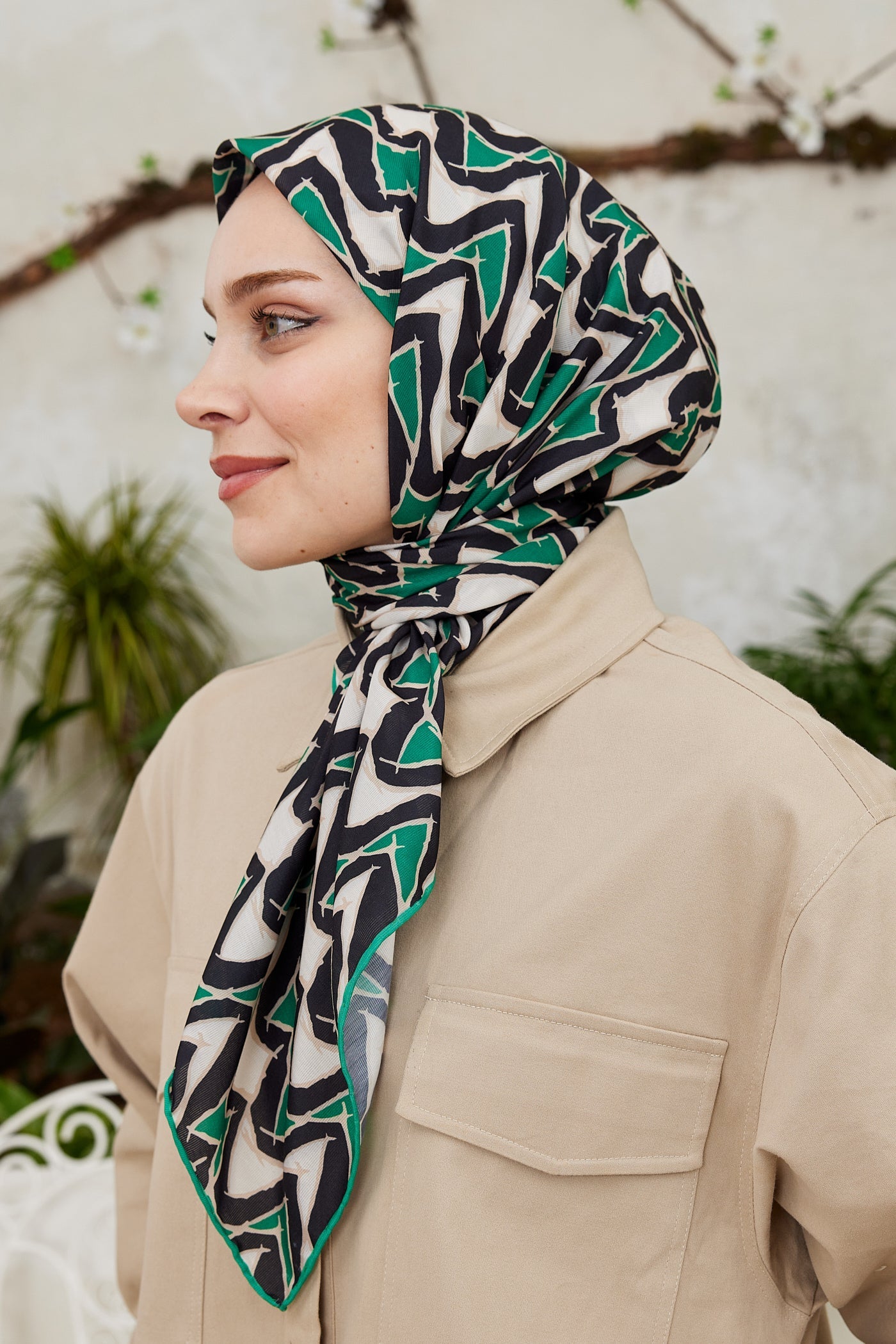 Pro Line Vera Desen Eşarp - Yeşil - Siyah