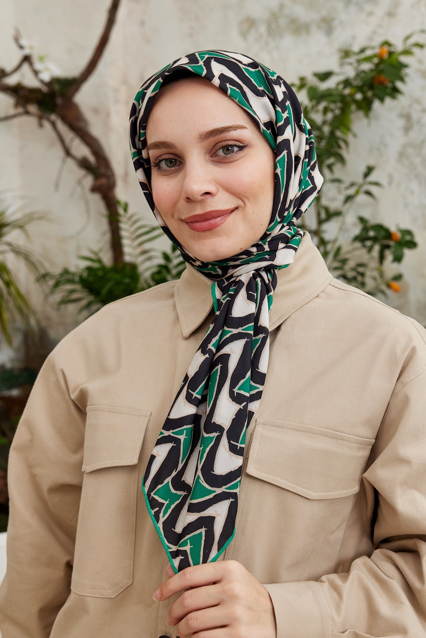 Pro Line Vera Desen Eşarp - Yeşil - Siyah