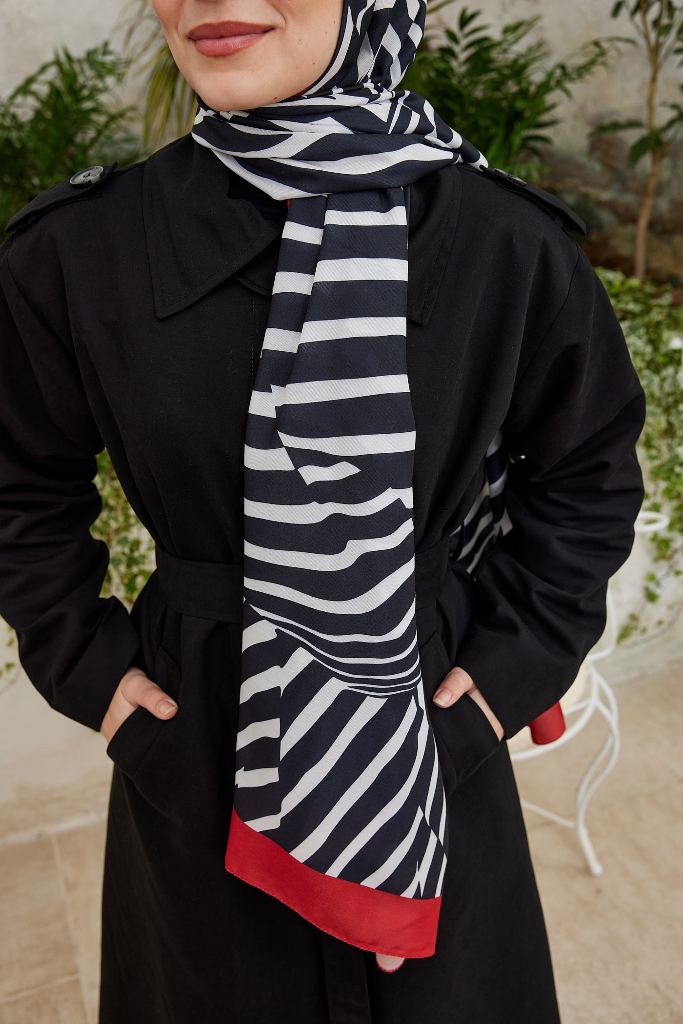 Pro Line Zebra Desen Şal - Siyah - Beyaz