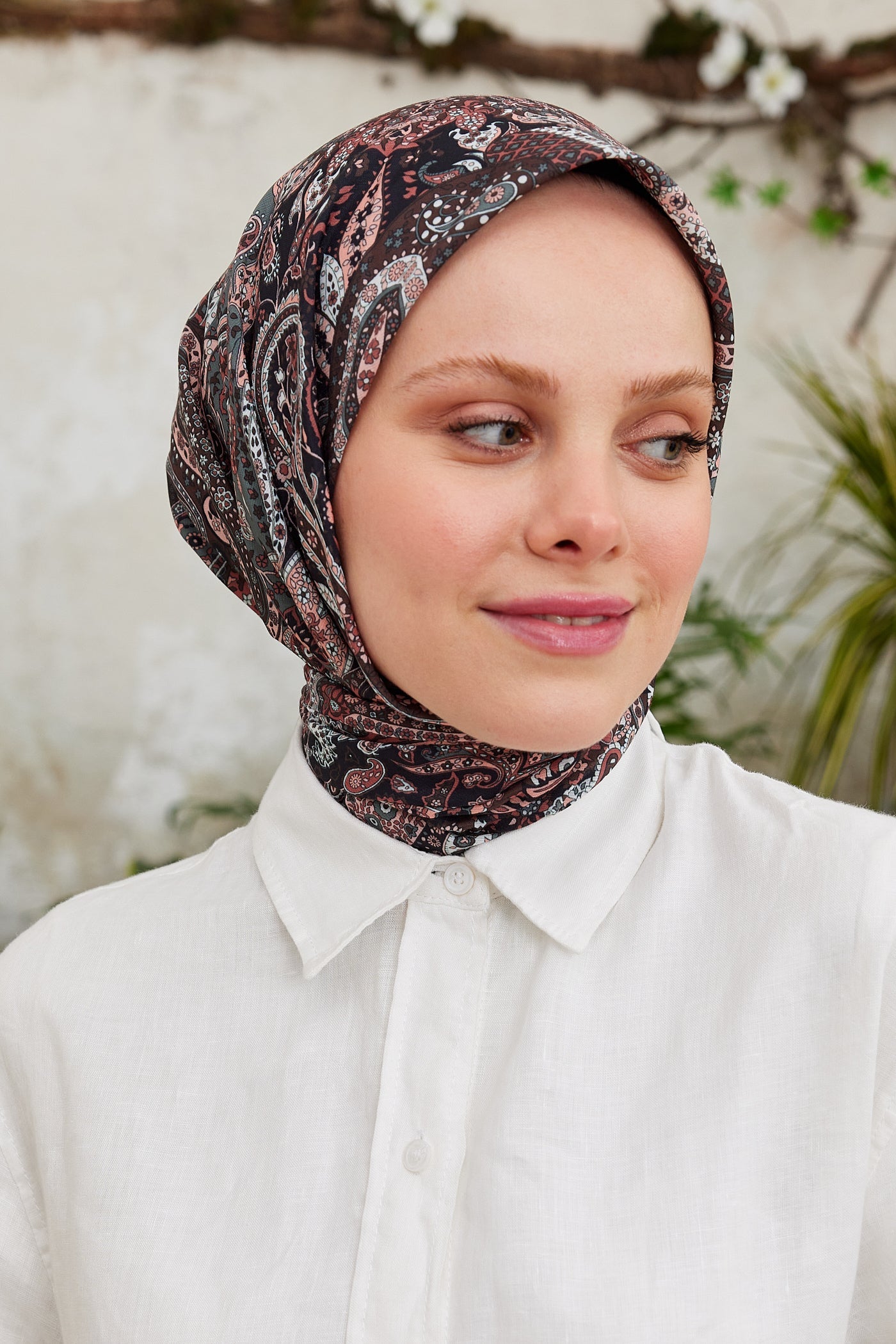 Pro Line Etnic Desen Eşarp - Gri - Kahve