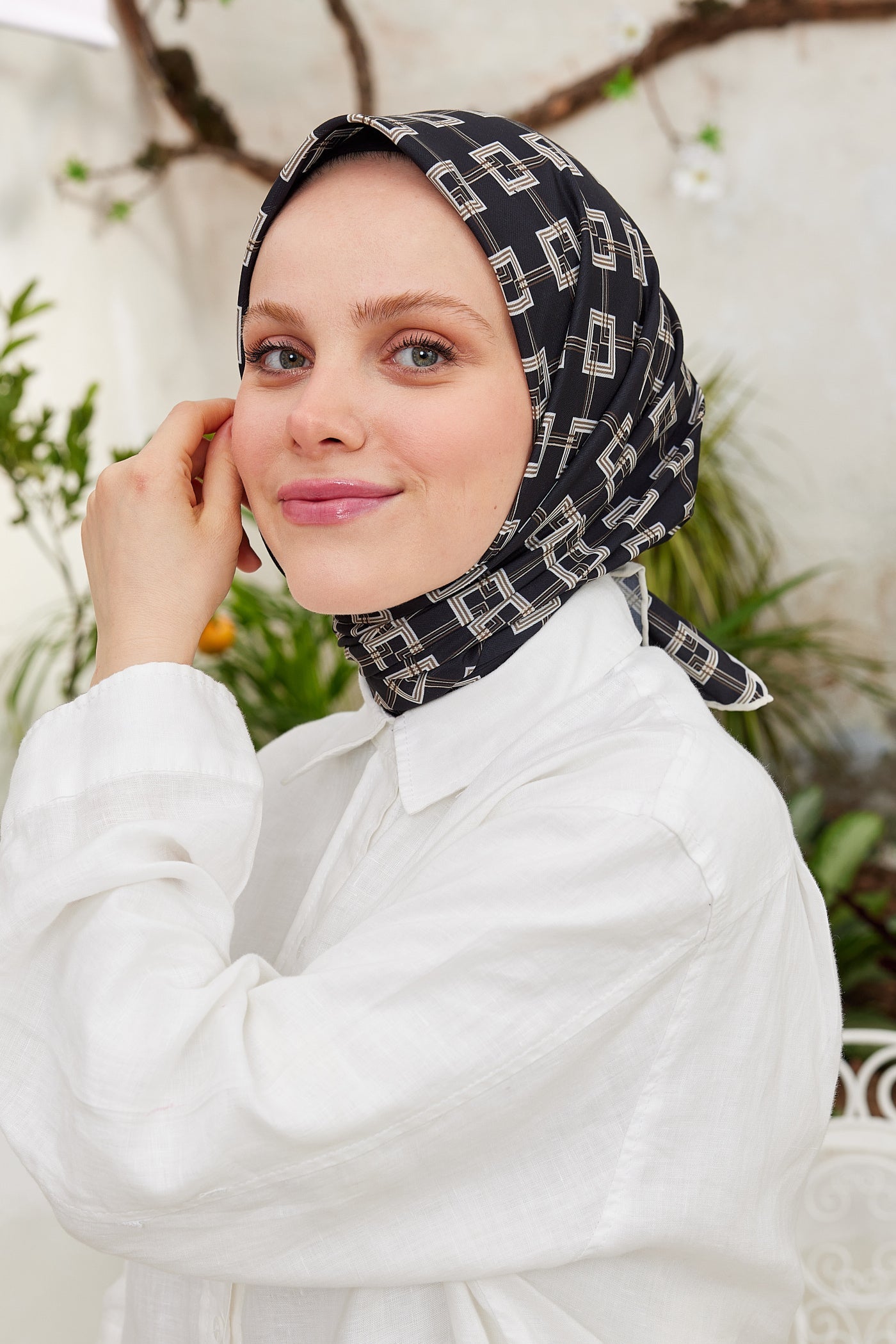 Pro Line Clara Desen Eşarp - Siyah - Bej