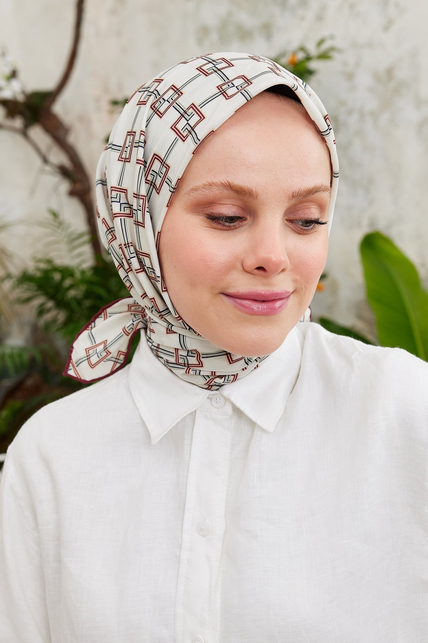 Pro Line Clara Desen Eşarp - Bordo - Bej