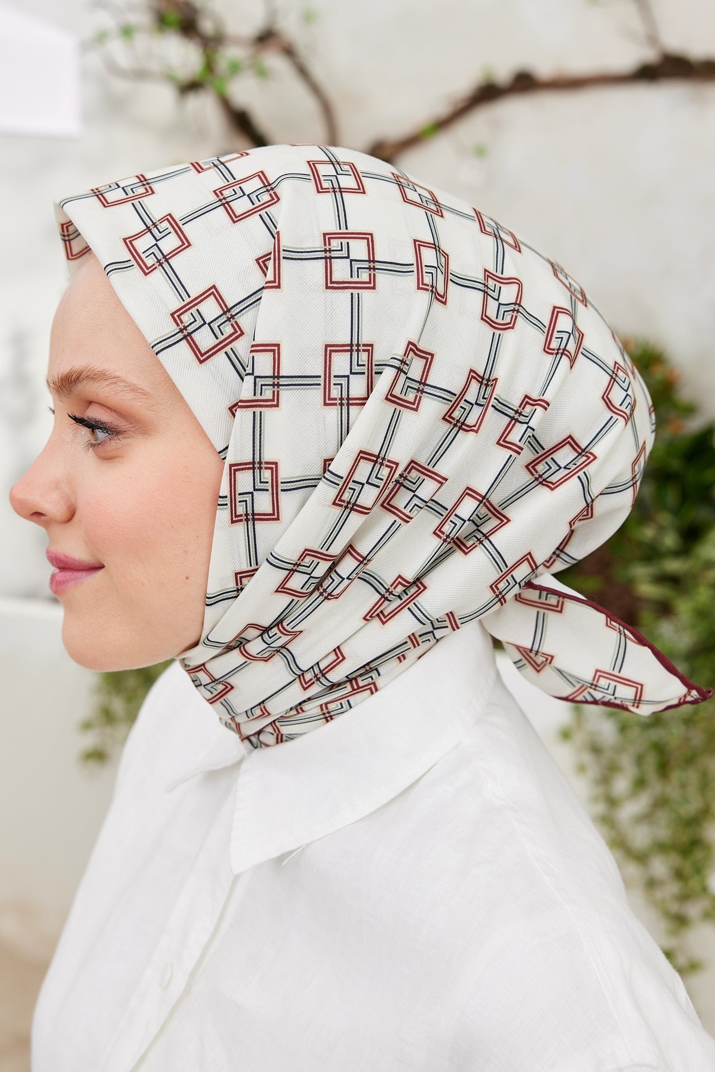 Pro Line Clara Desen Eşarp - Bordo - Bej