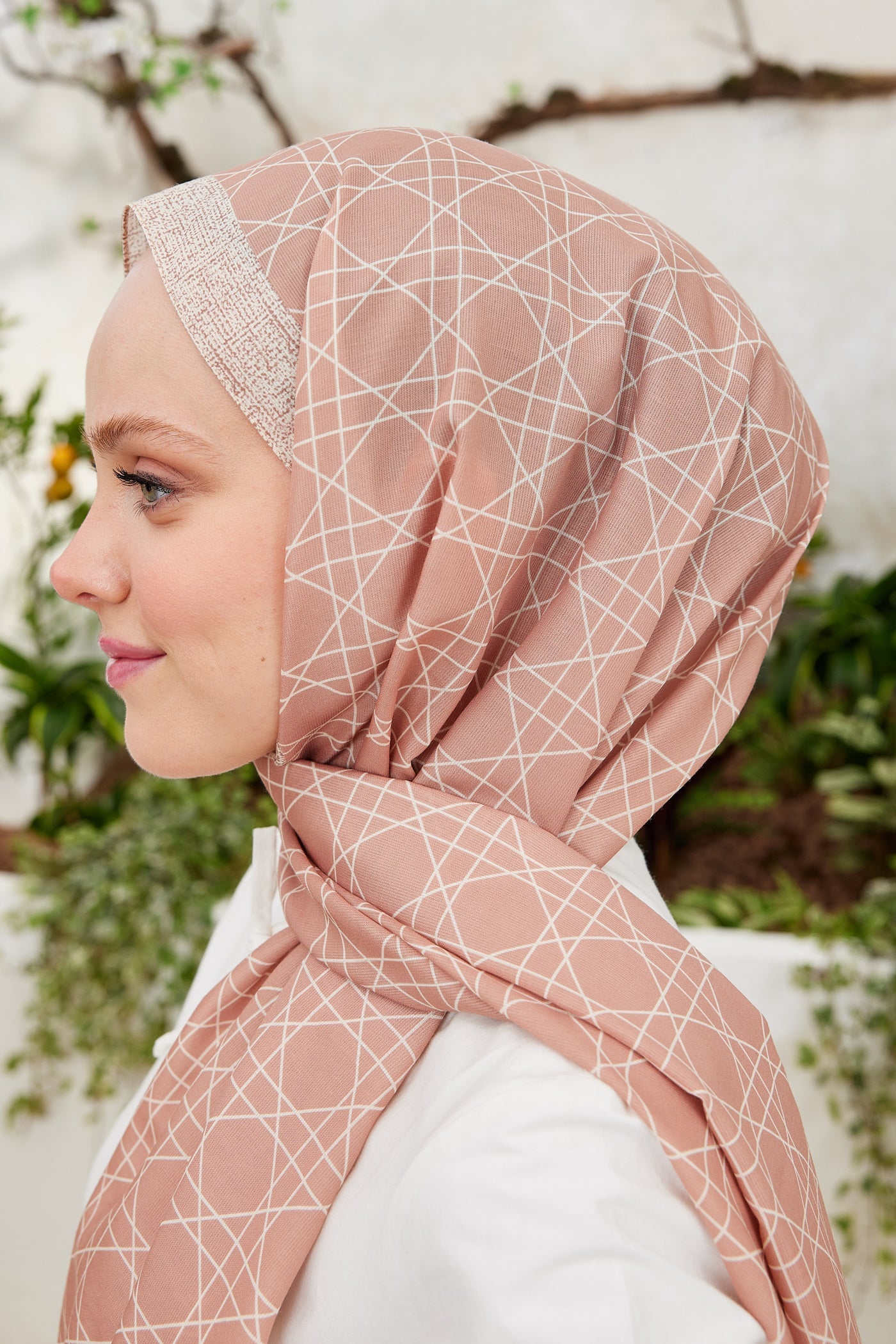 Pro Line Geometric Desen Şal - Somon