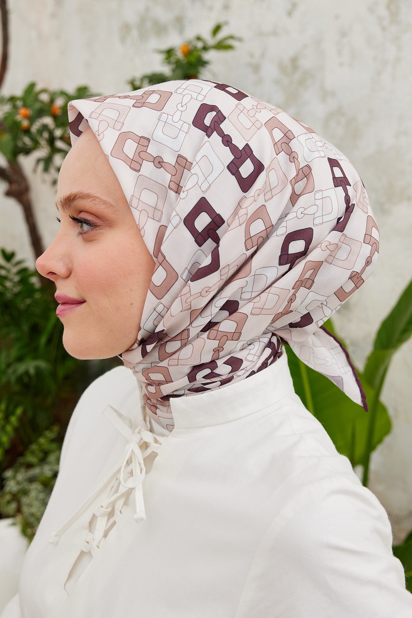 Pro Line Zincir Desen Eşarp - Acı Kahve - Bej