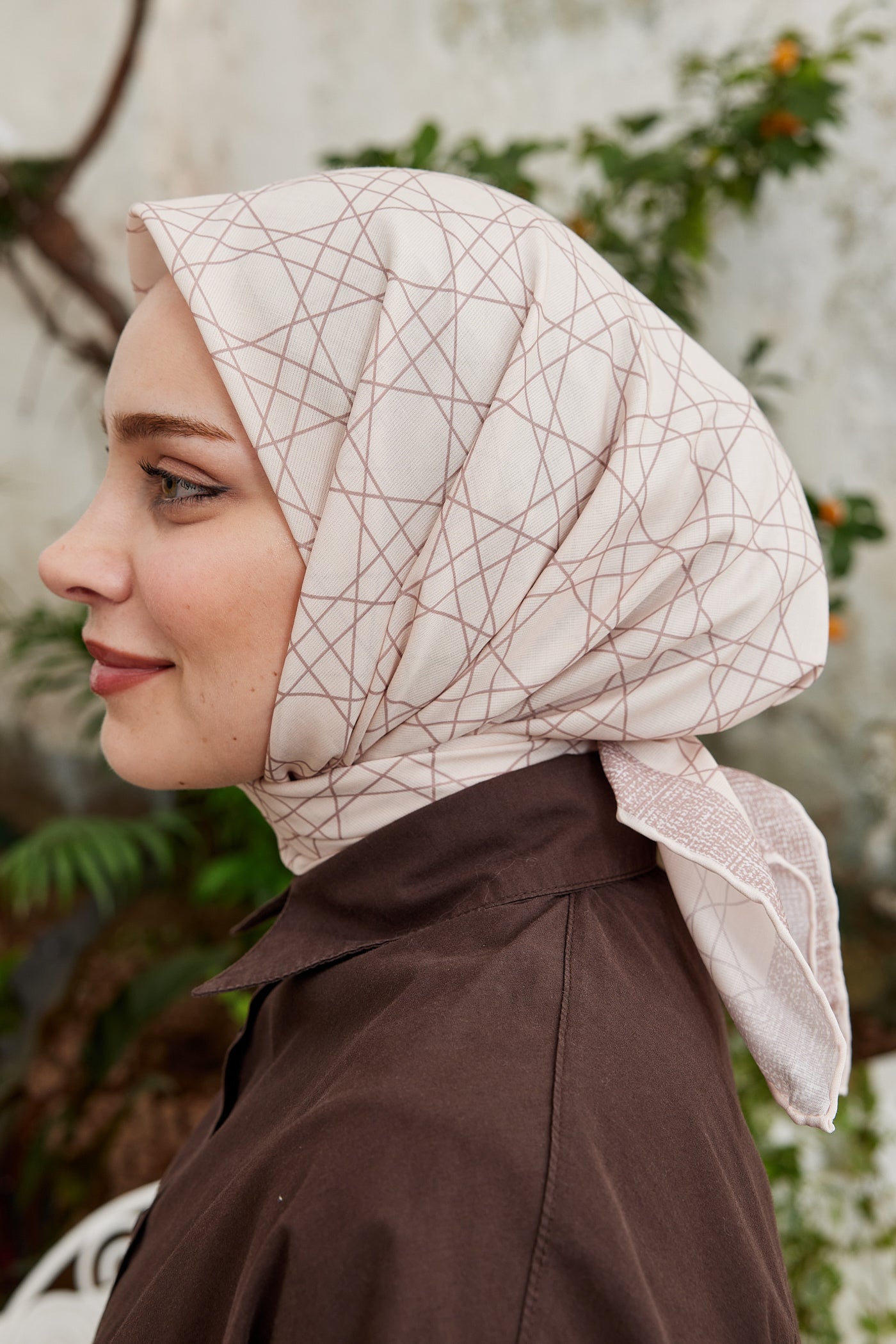 Pro Line Geometric Desen Eşarp - Gül Kurusu