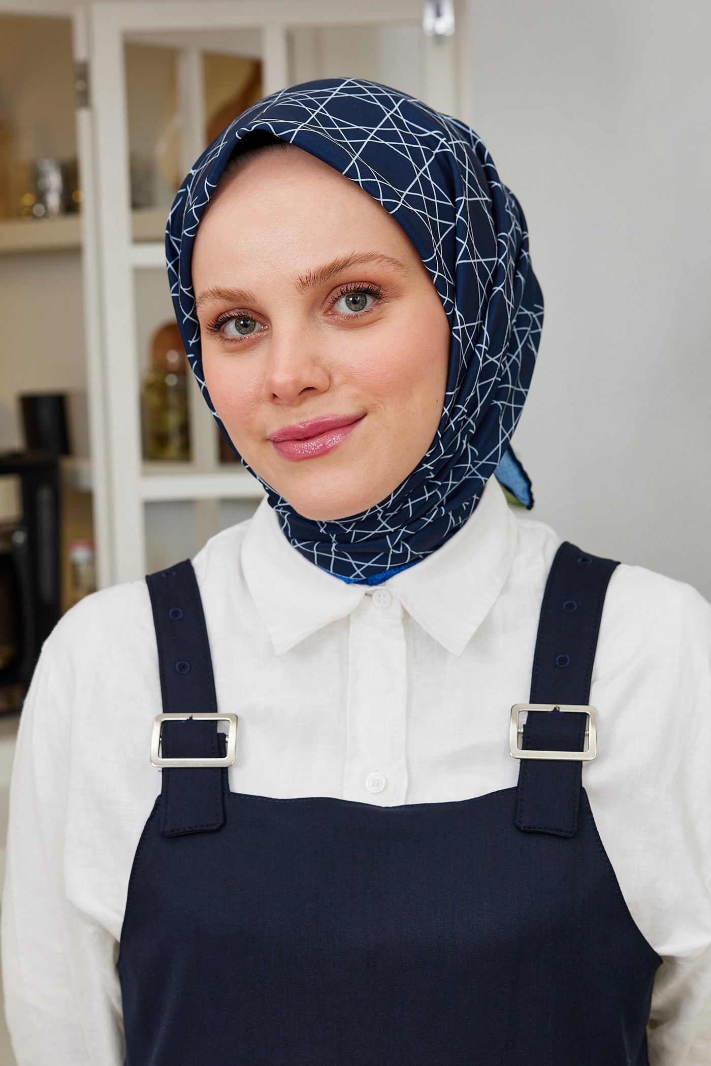 Pro Line Geometric Desen Eşarp - Saks