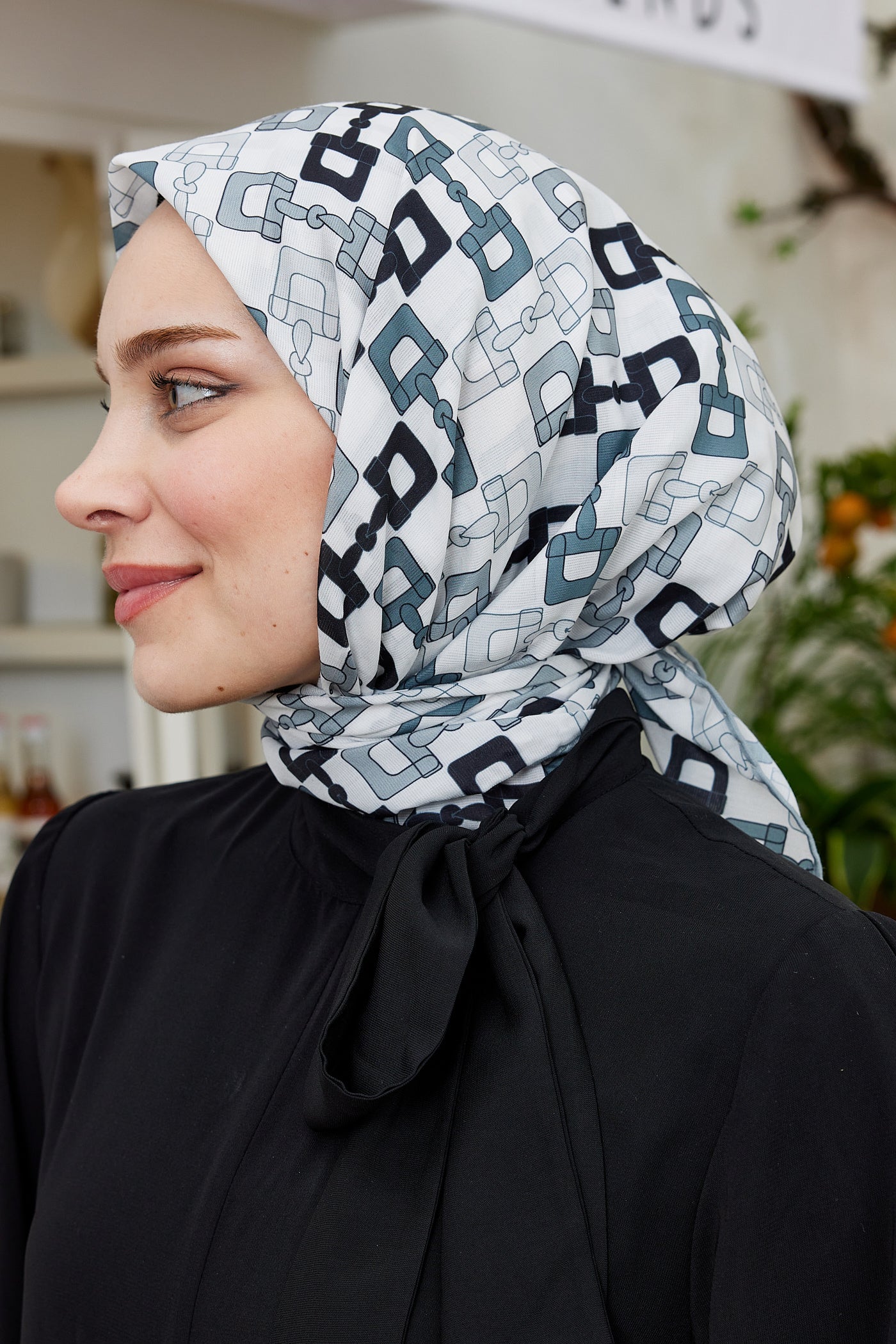 Pro Line Zincir Desen Eşarp - Gri - Antrasit