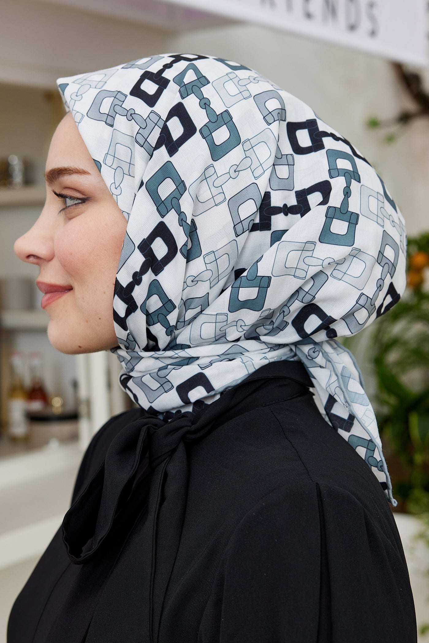 Pro Line Zincir Desen Eşarp - Gri - Antrasit