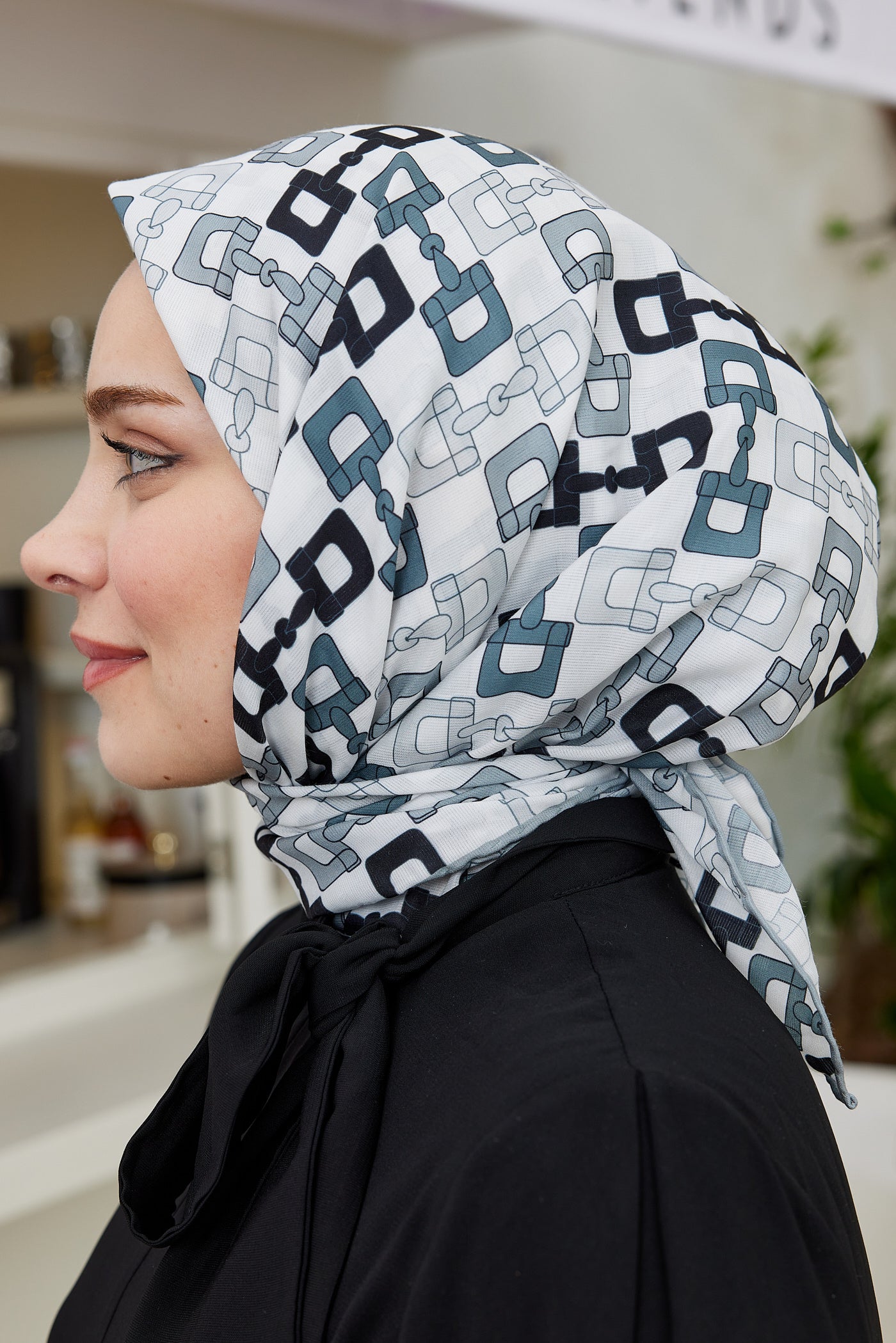 Pro Line Zincir Desen Eşarp - Gri - Antrasit