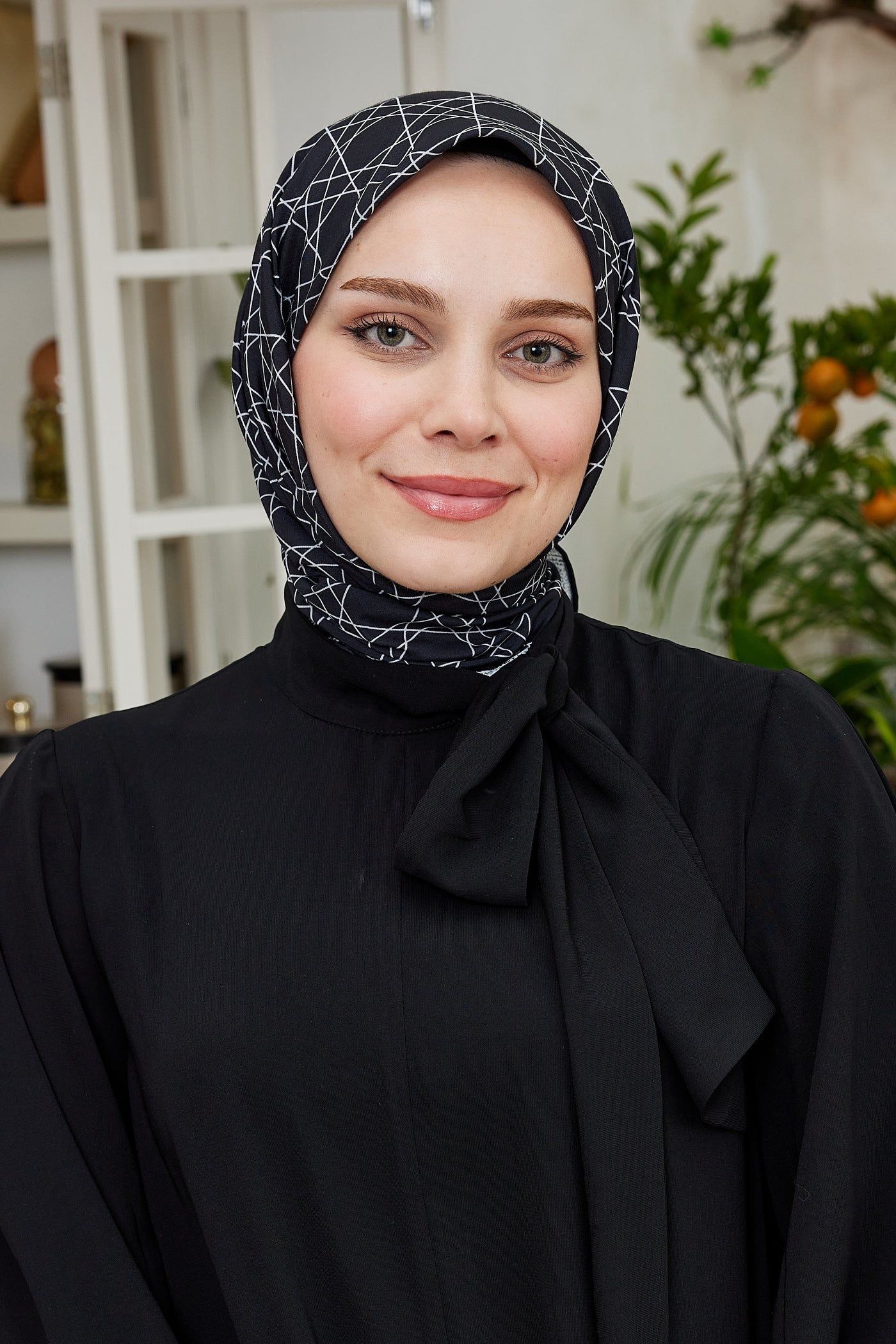 Pro Line Geometric Desen Eşarp - Siyah