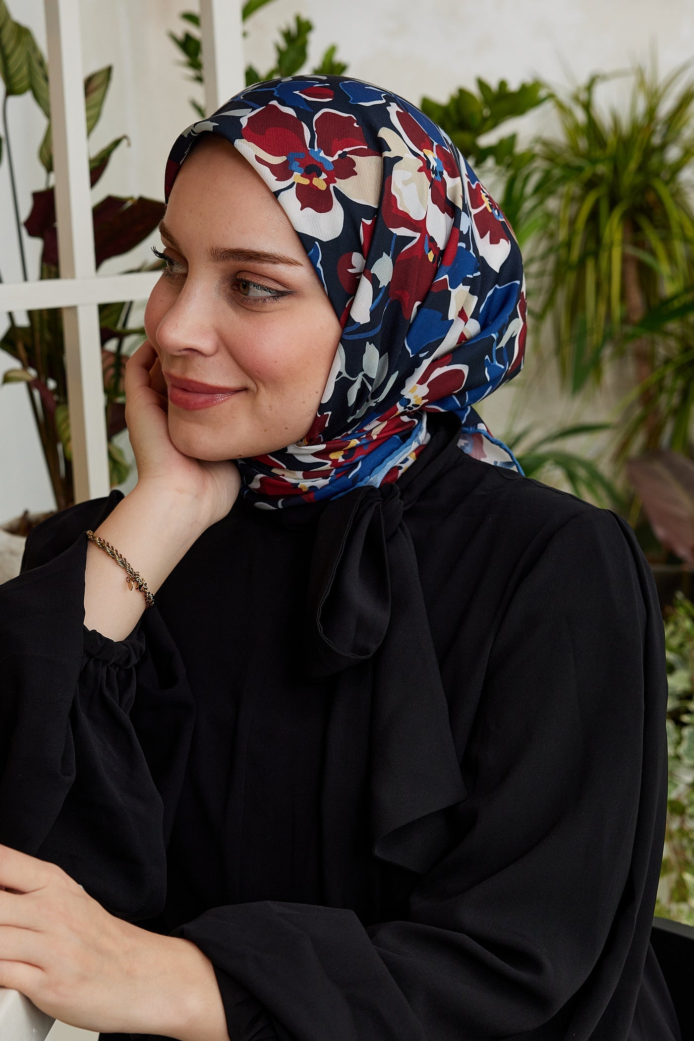 Pro Line Grace Desen Eşarp - Bordo - Lacivert