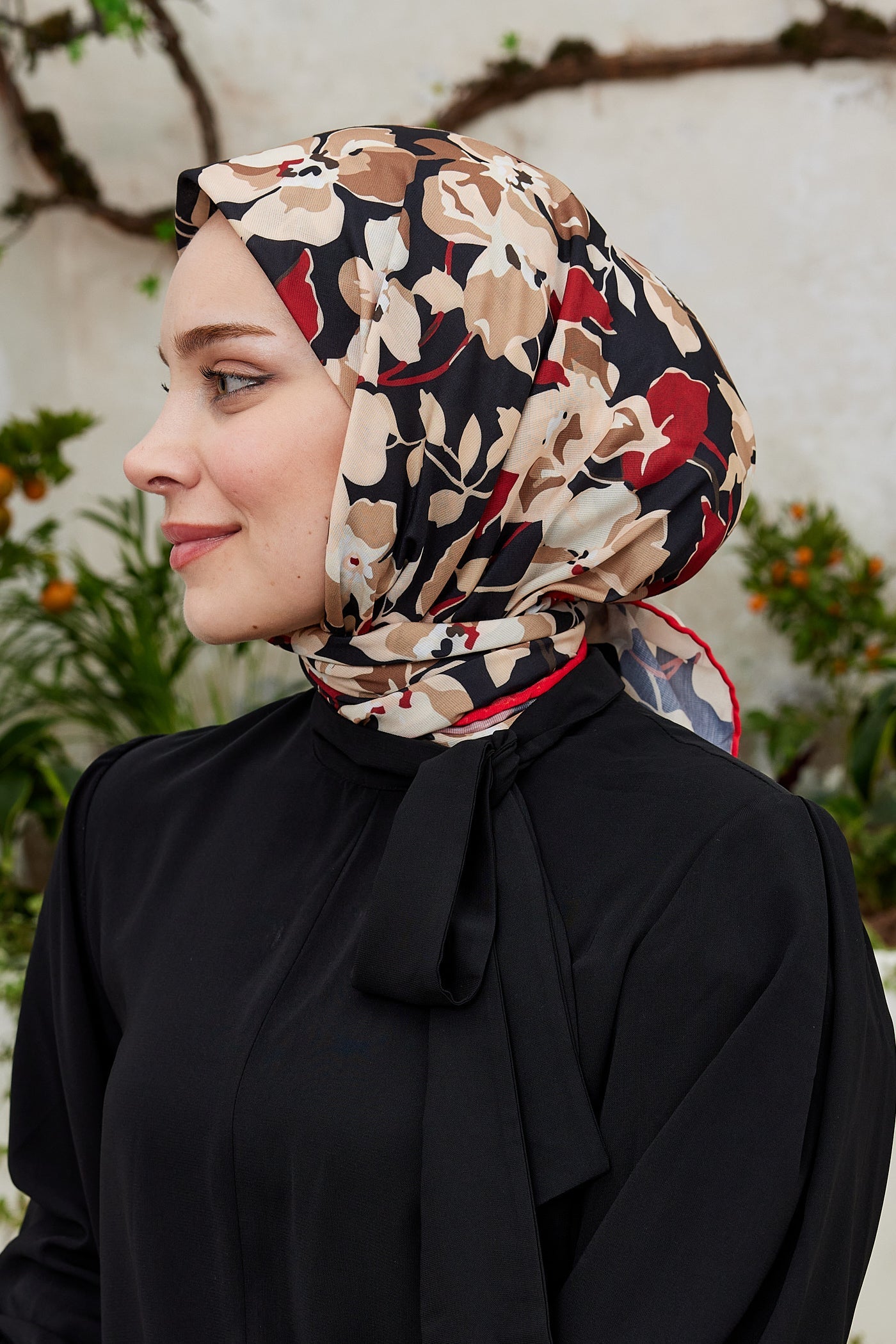 Pro Line Grace Desen Eşarp - Kırmızı - Bej