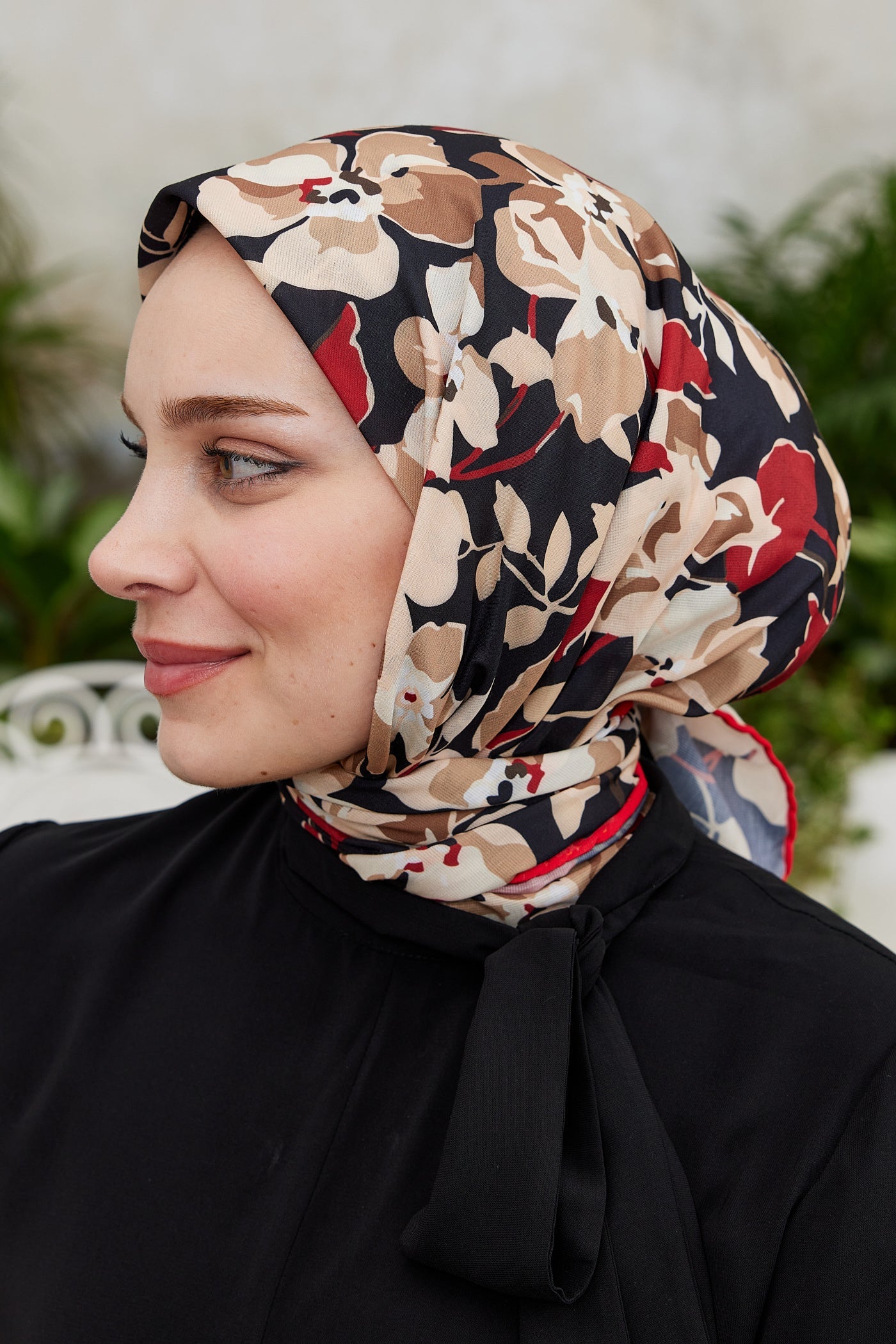 Pro Line Grace Desen Eşarp - Kırmızı - Bej