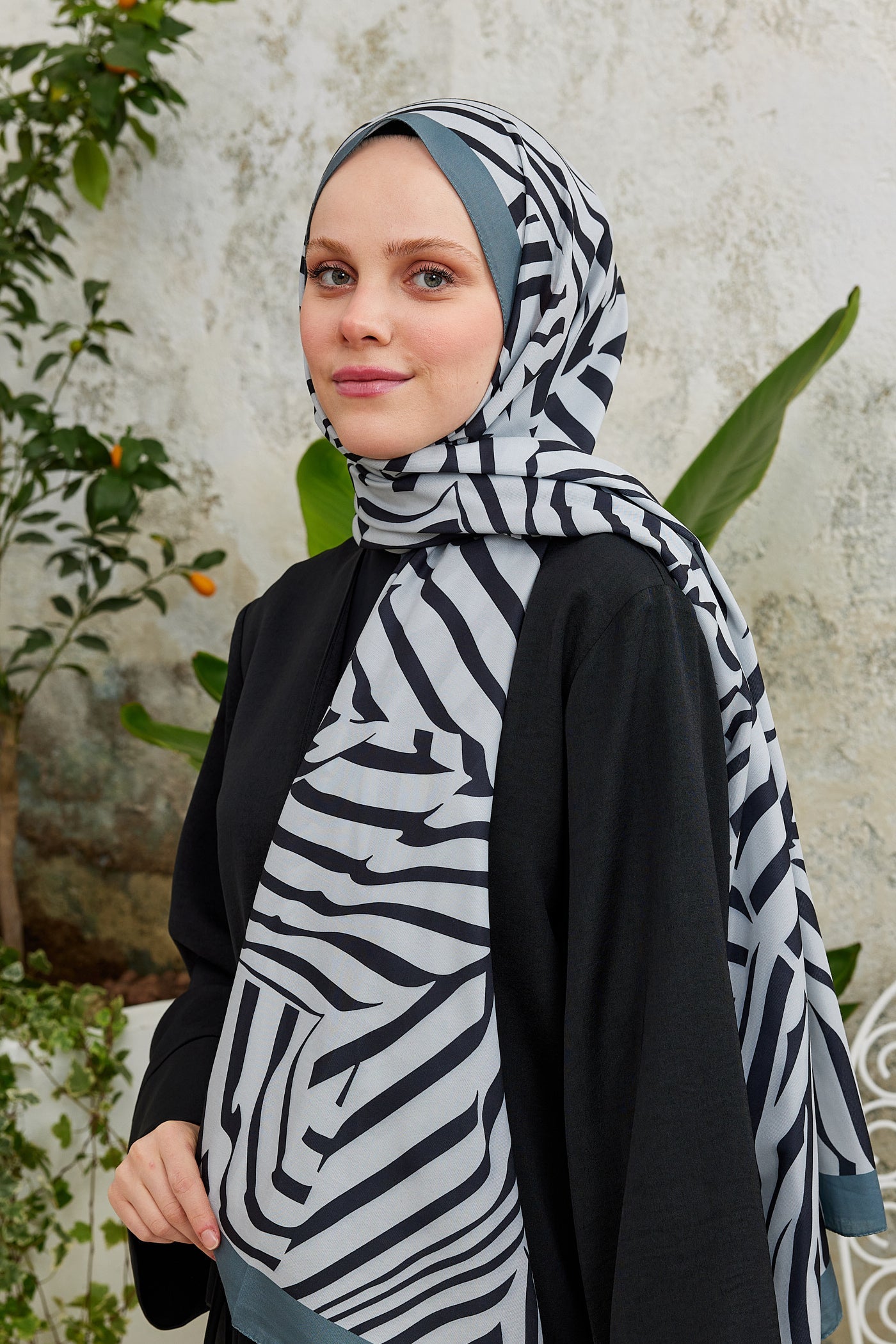 Pro Line Zebra Desen Şal - Gri - Siyah