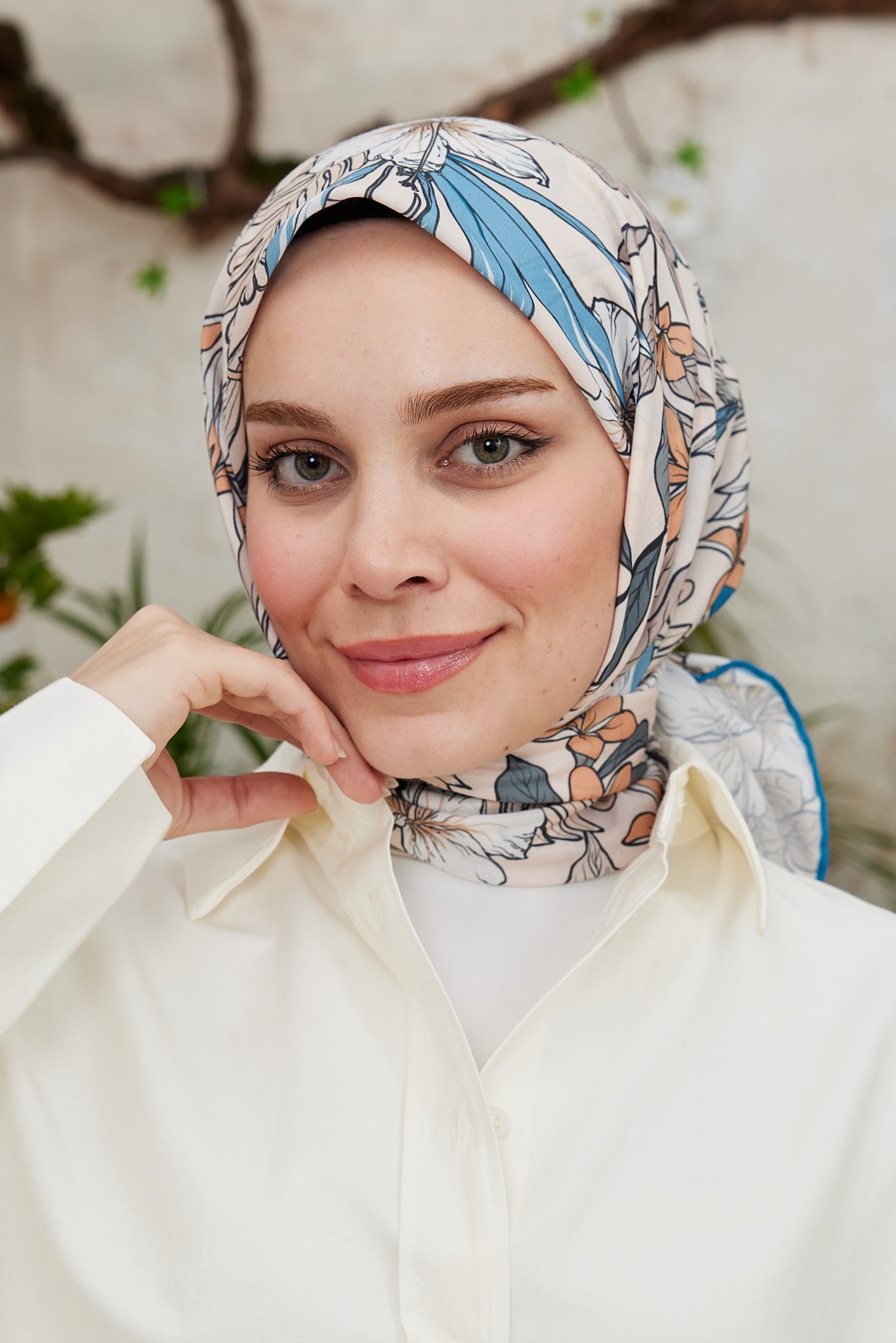 Pro Line Viola Desen Eşarp - Gök Mavisi