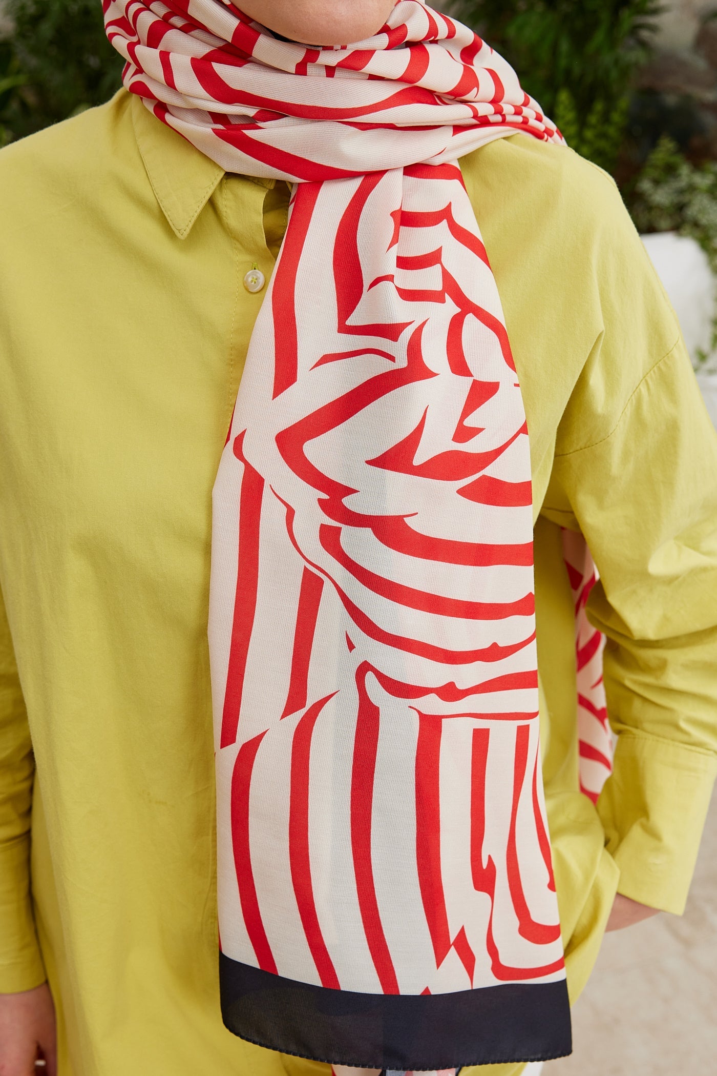 Pro Line Zebra Desen Şal - Beyaz - Kırmızı