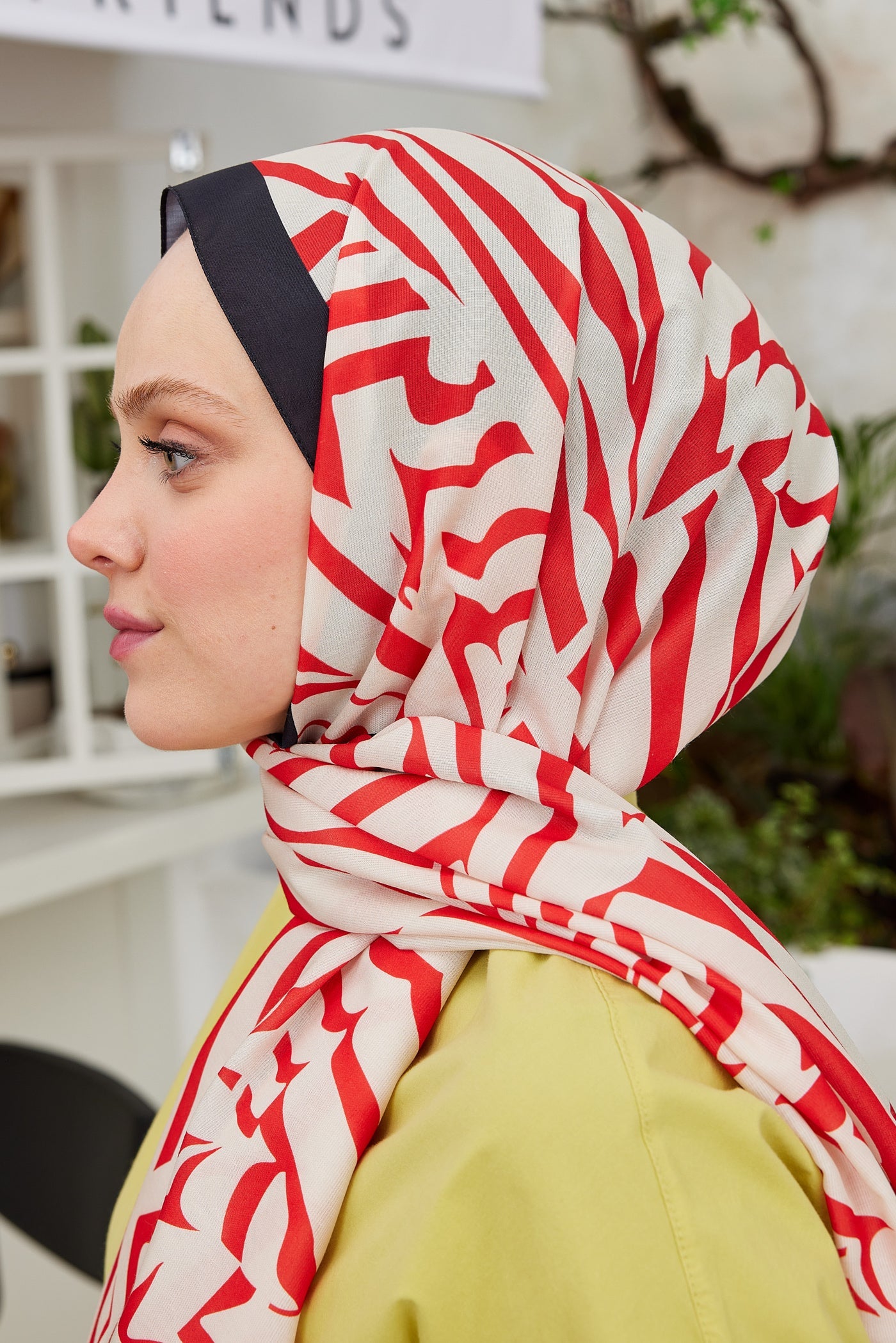 Pro Line Zebra Desen Şal - Beyaz - Kırmızı