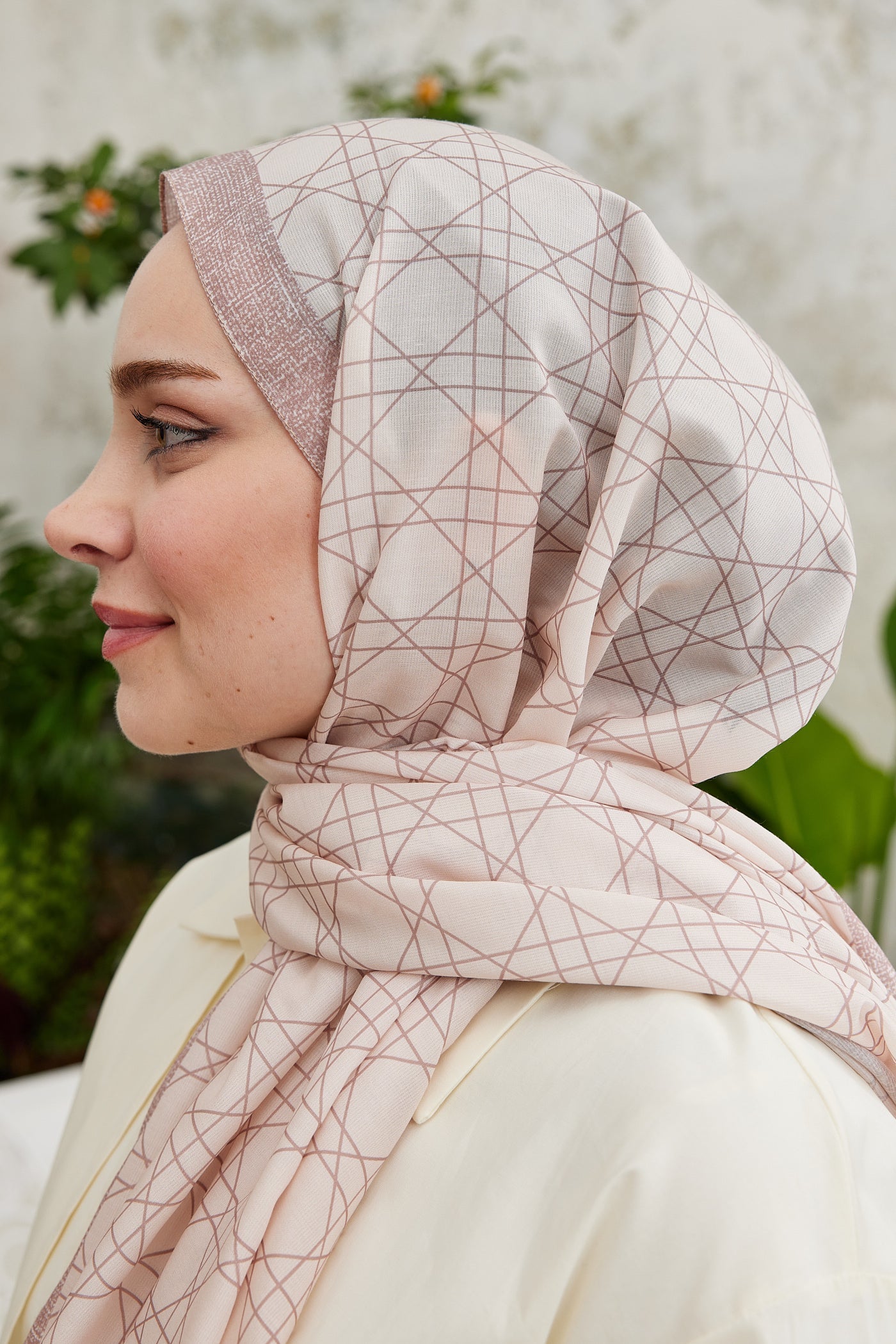 Pro Line Geometric Desen Şal - Gül Kurusu