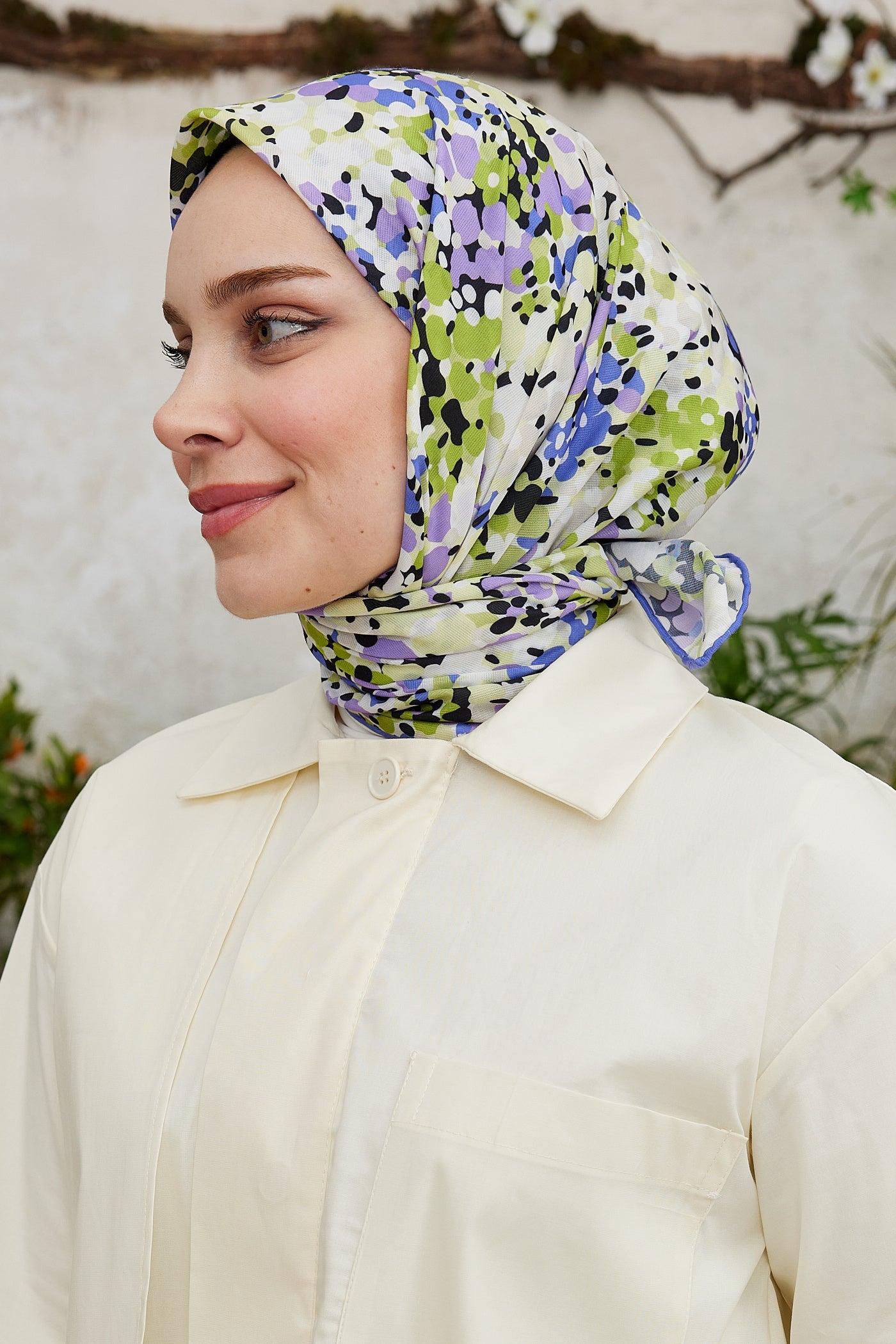 Pro Line Lavin Desen Eşarp - Mor - Lila