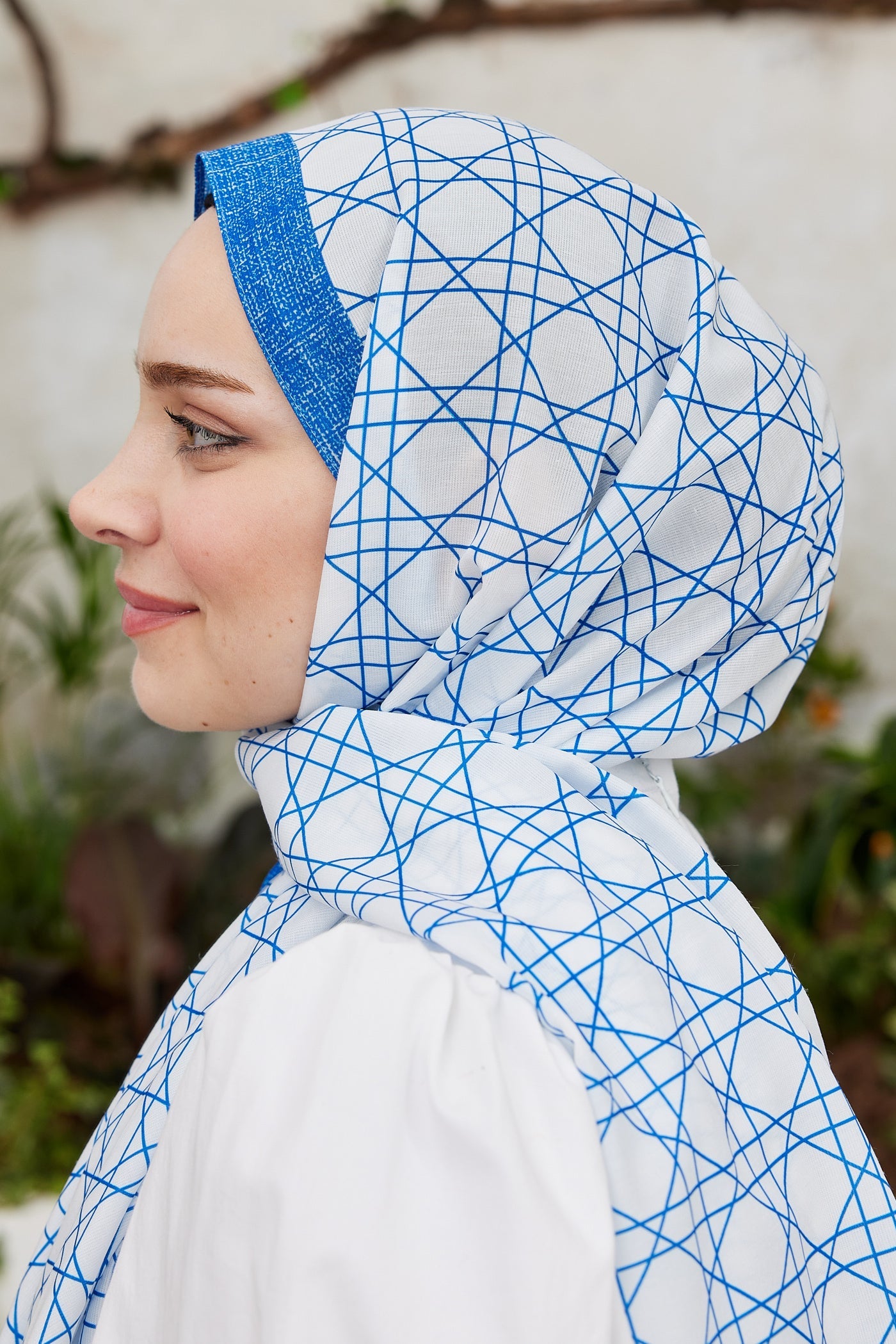 Pro Line Geometric Desen Şal - İndigo