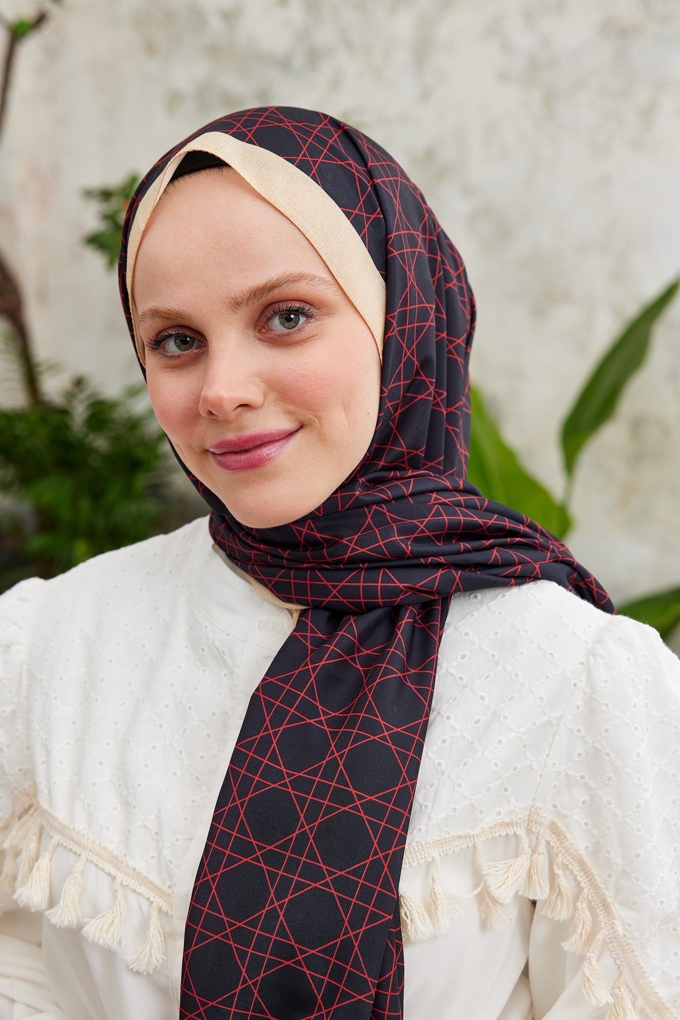 Pro Line Geometric Desen Şal - Bordo