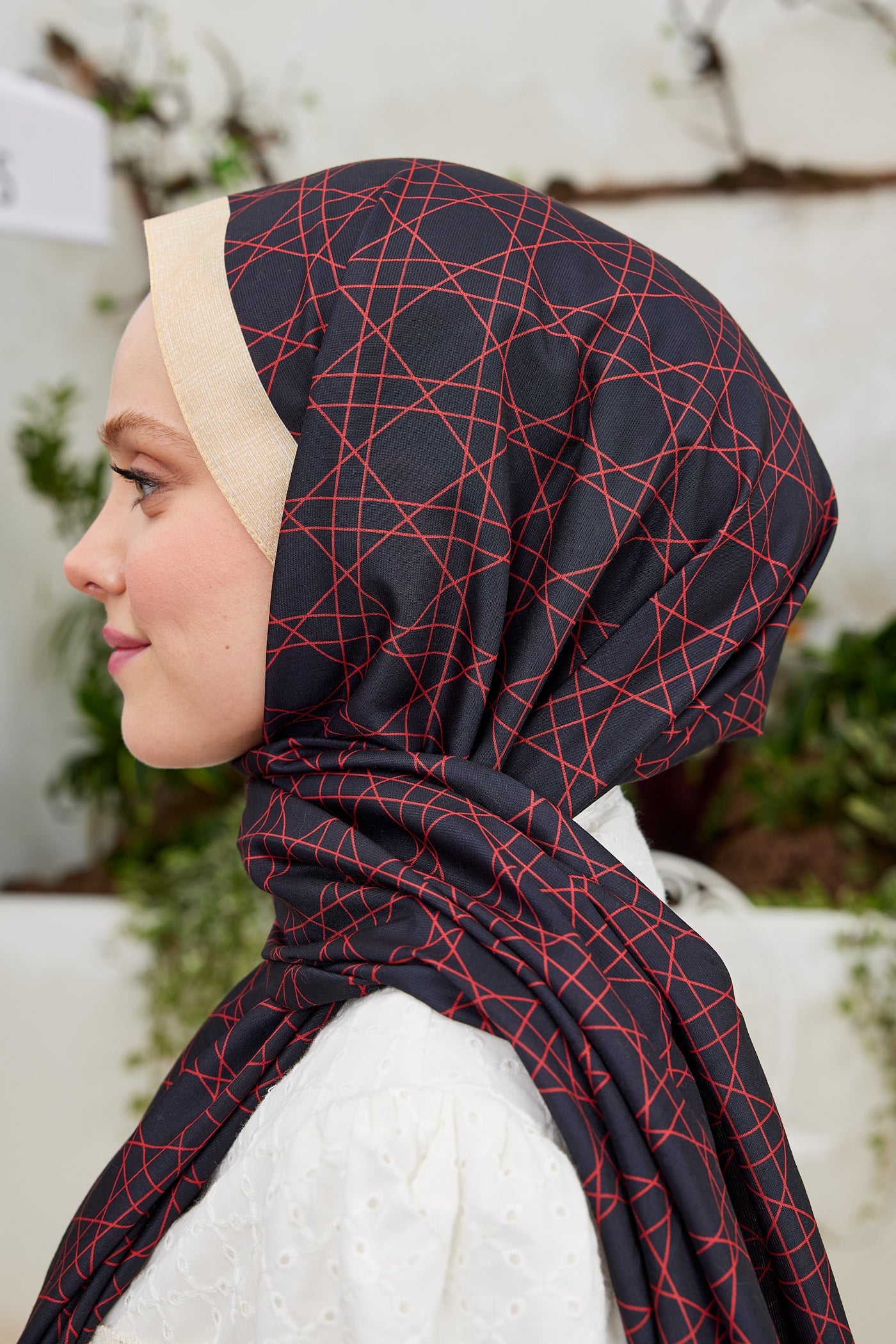 Pro Line Geometric Desen Şal - Bordo